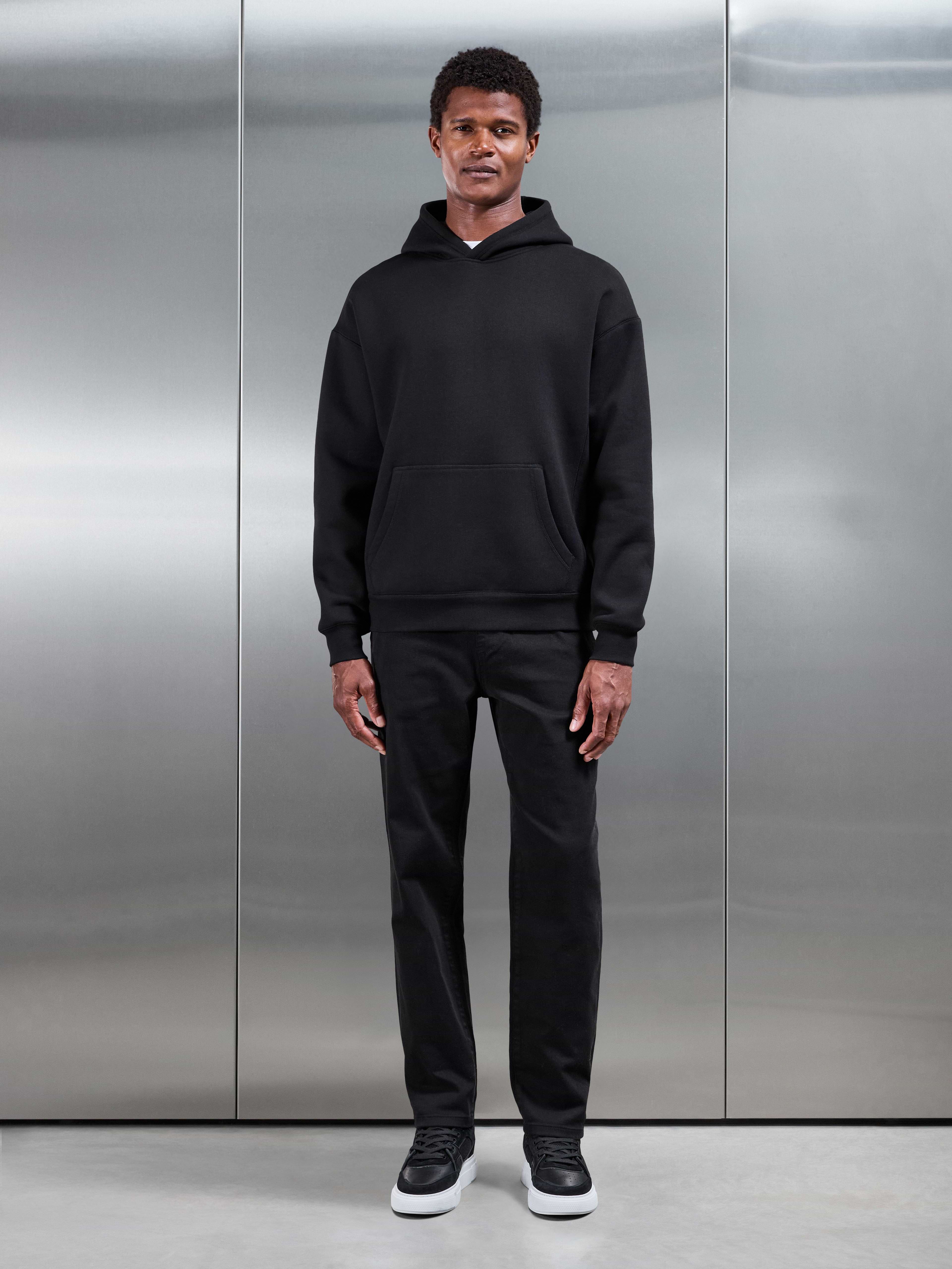 Relaxed Cotton Twill Trouser in Black