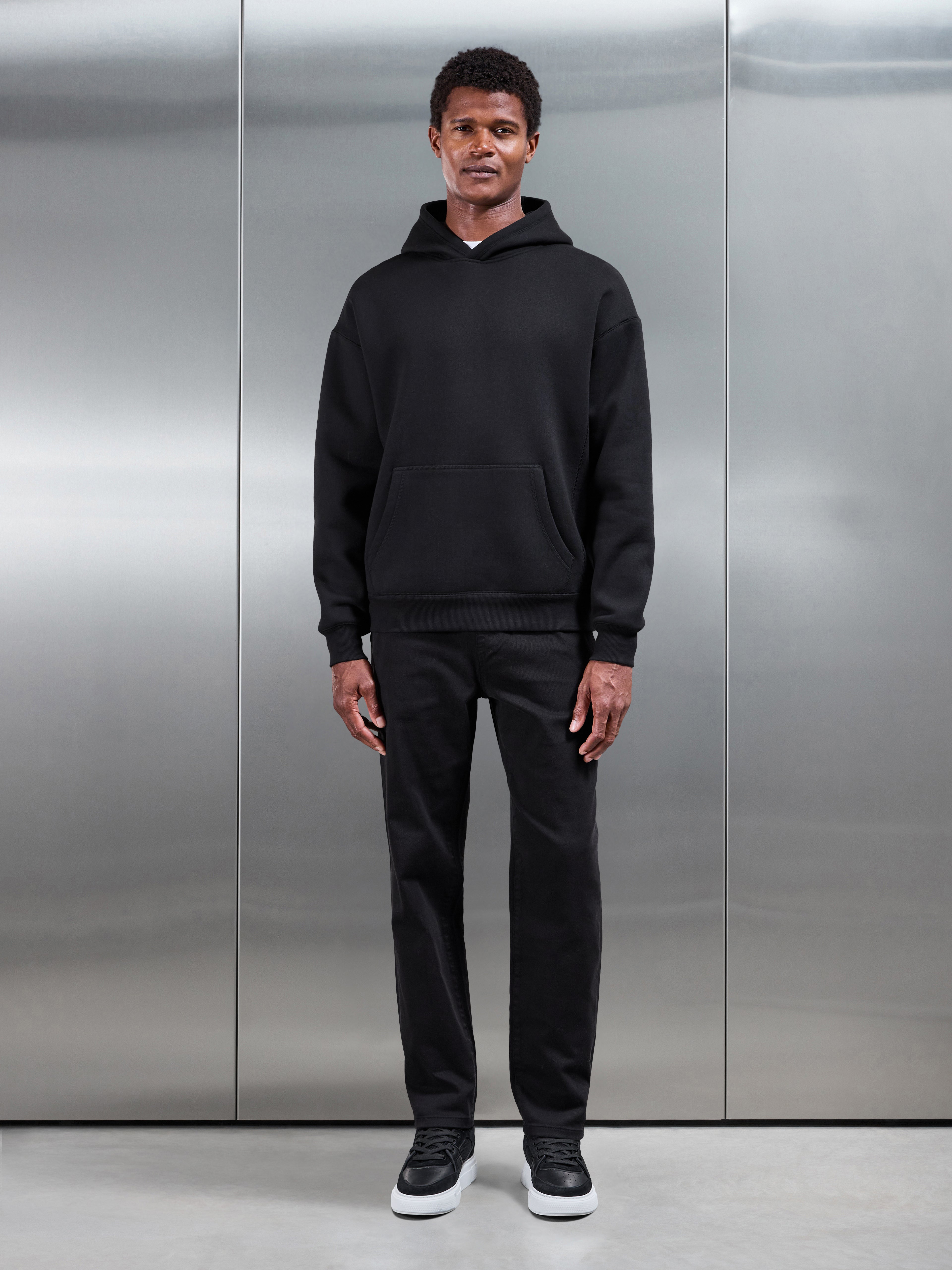 Relaxed Cotton Twill Trouser in Black