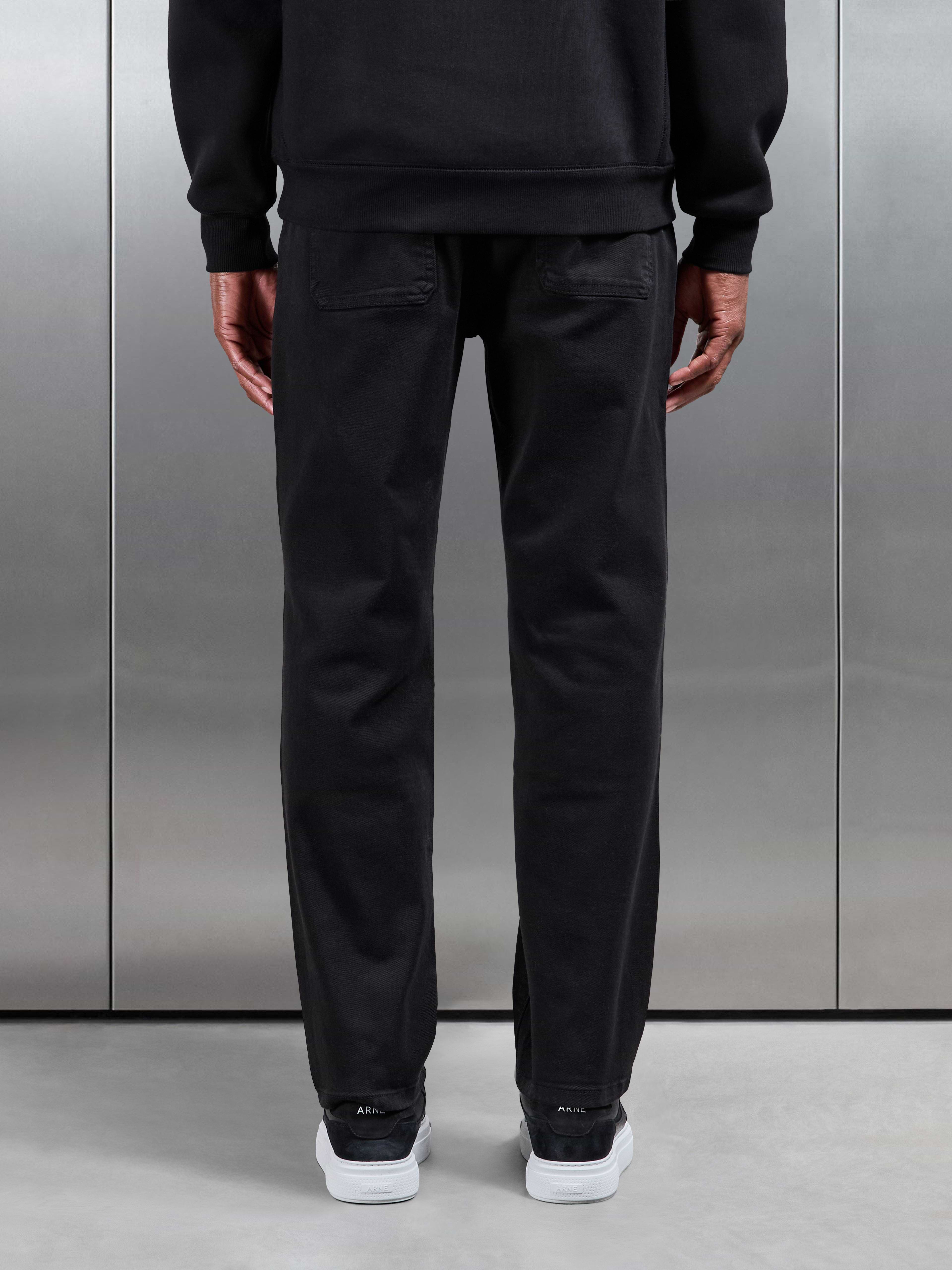 Relaxed Cotton Twill Trouser in Black