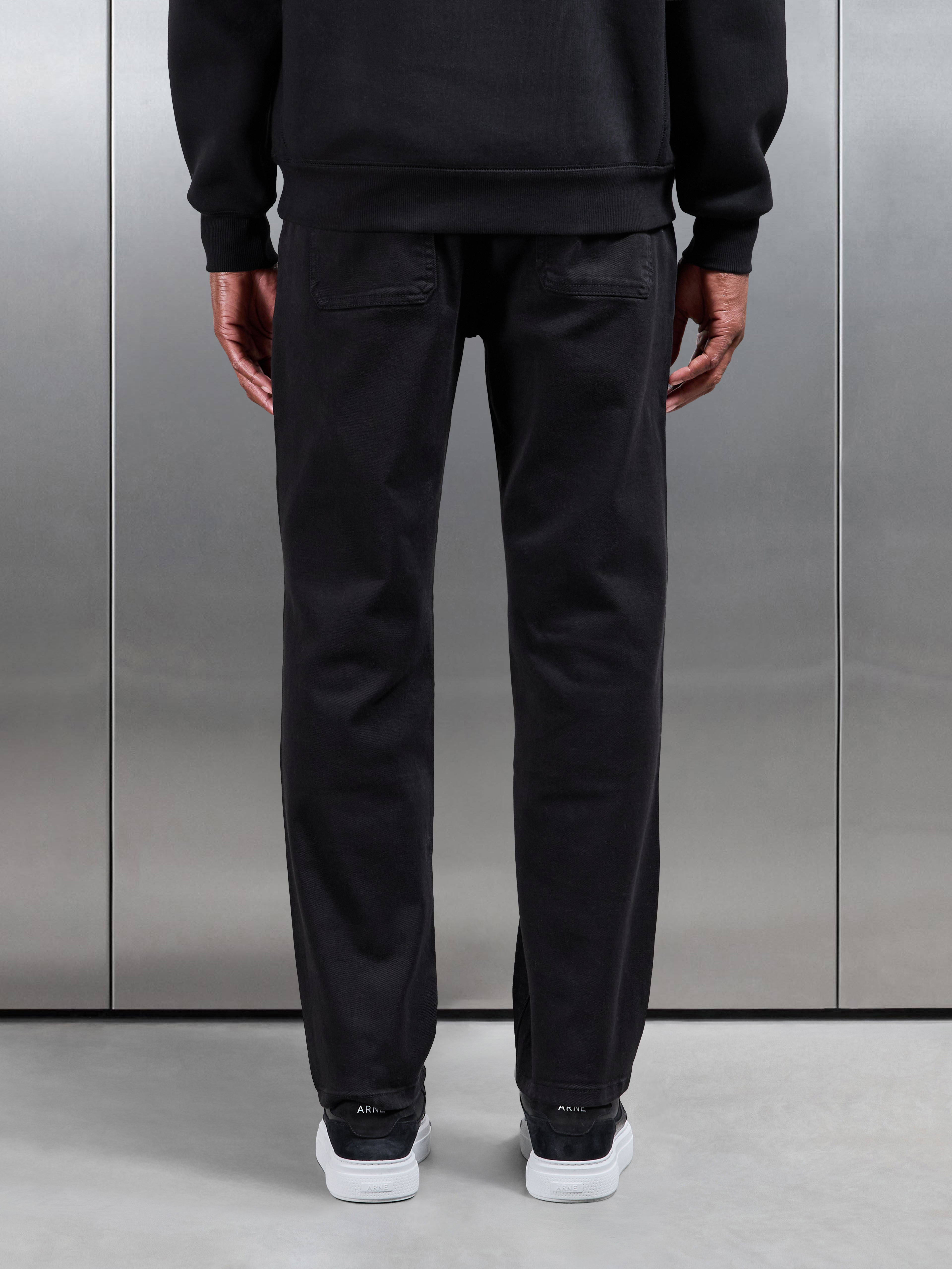 Relaxed Cotton Twill Trouser in Black