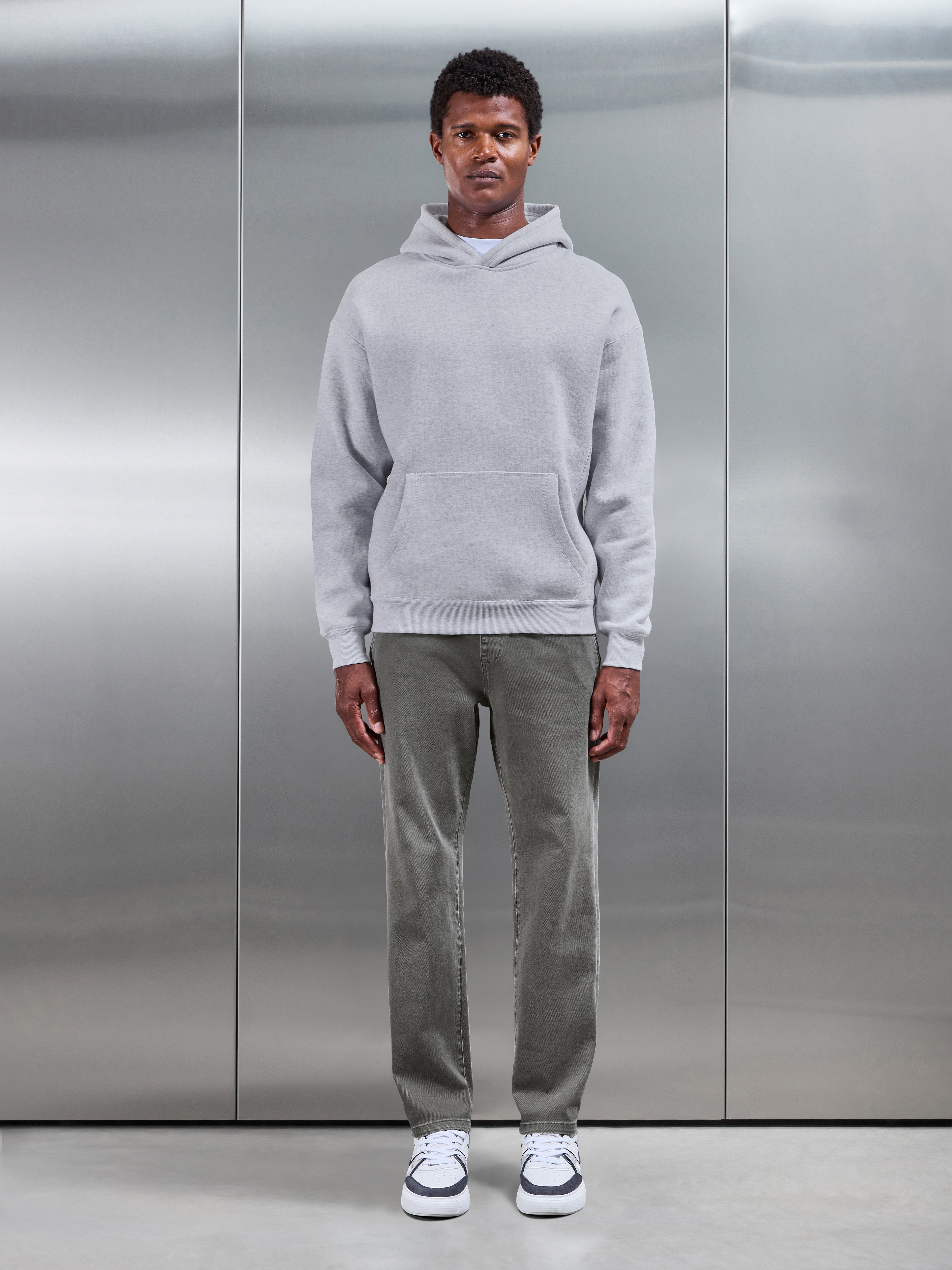 Relaxed Cotton Twill Trouser in Dark Olive