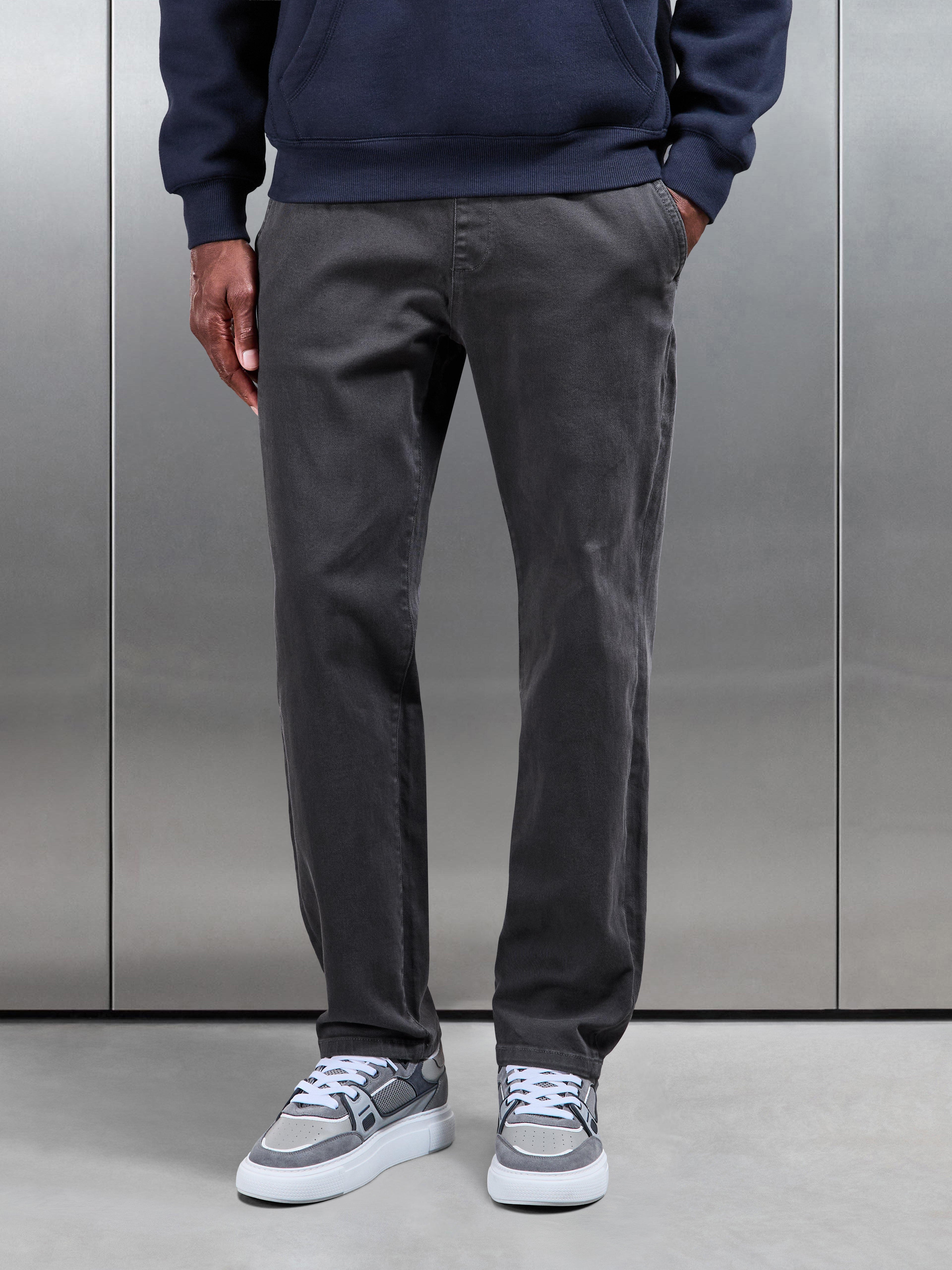 Relaxed Cotton Twill Trouser in Grey
