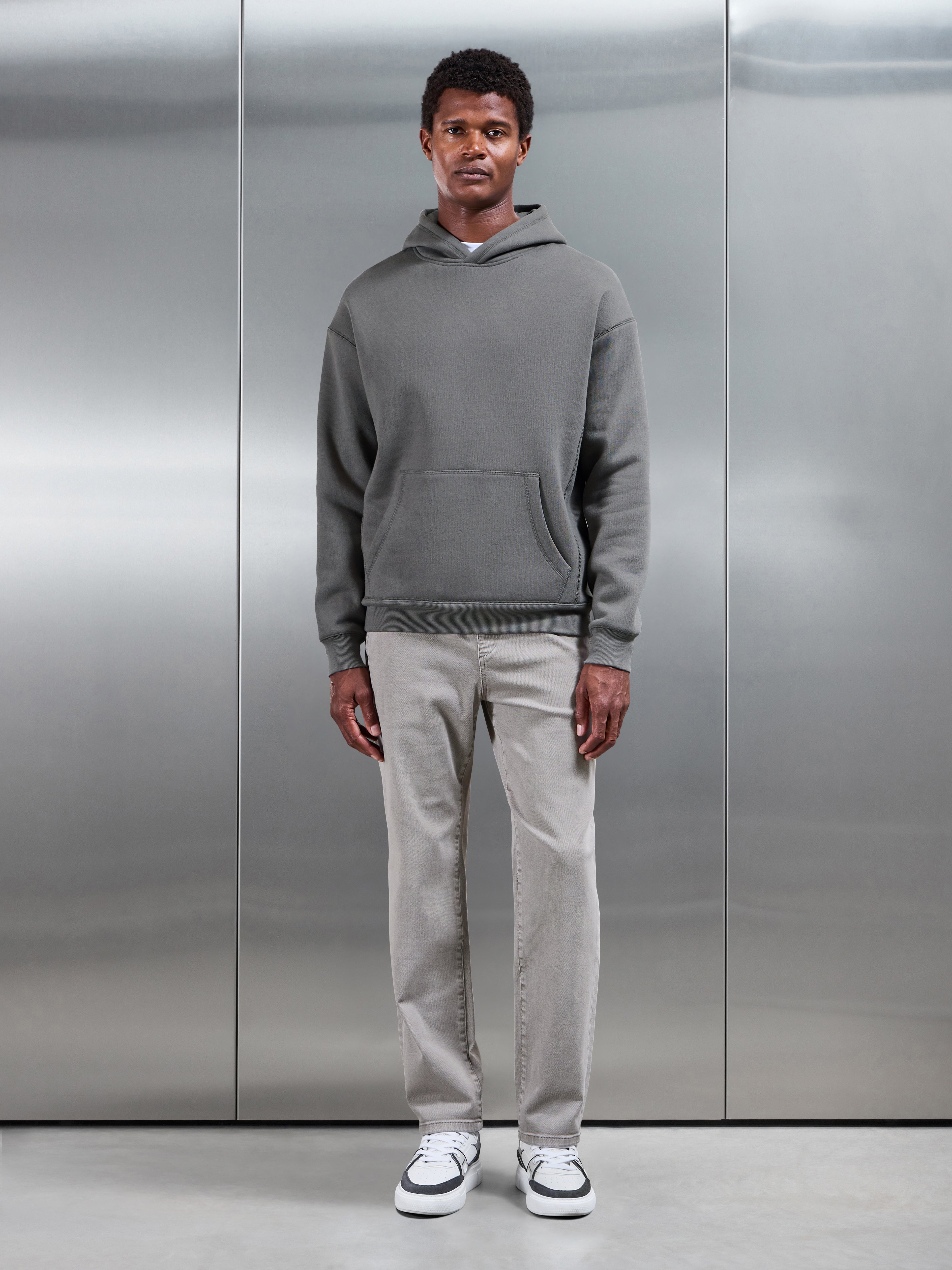 Relaxed Cotton Twill Trouser in Stone