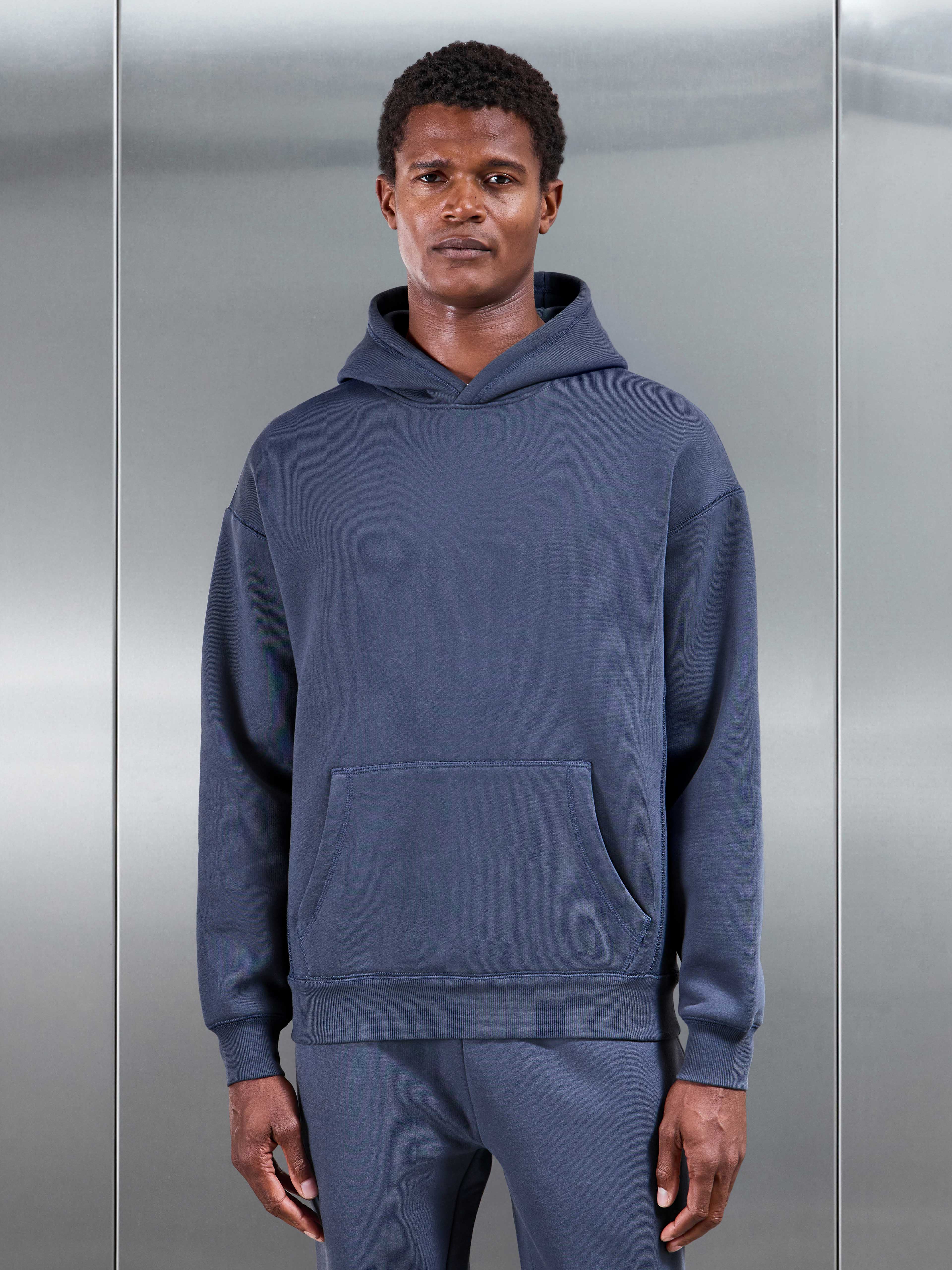 Relaxed Fit Hoodie in Slate Blue