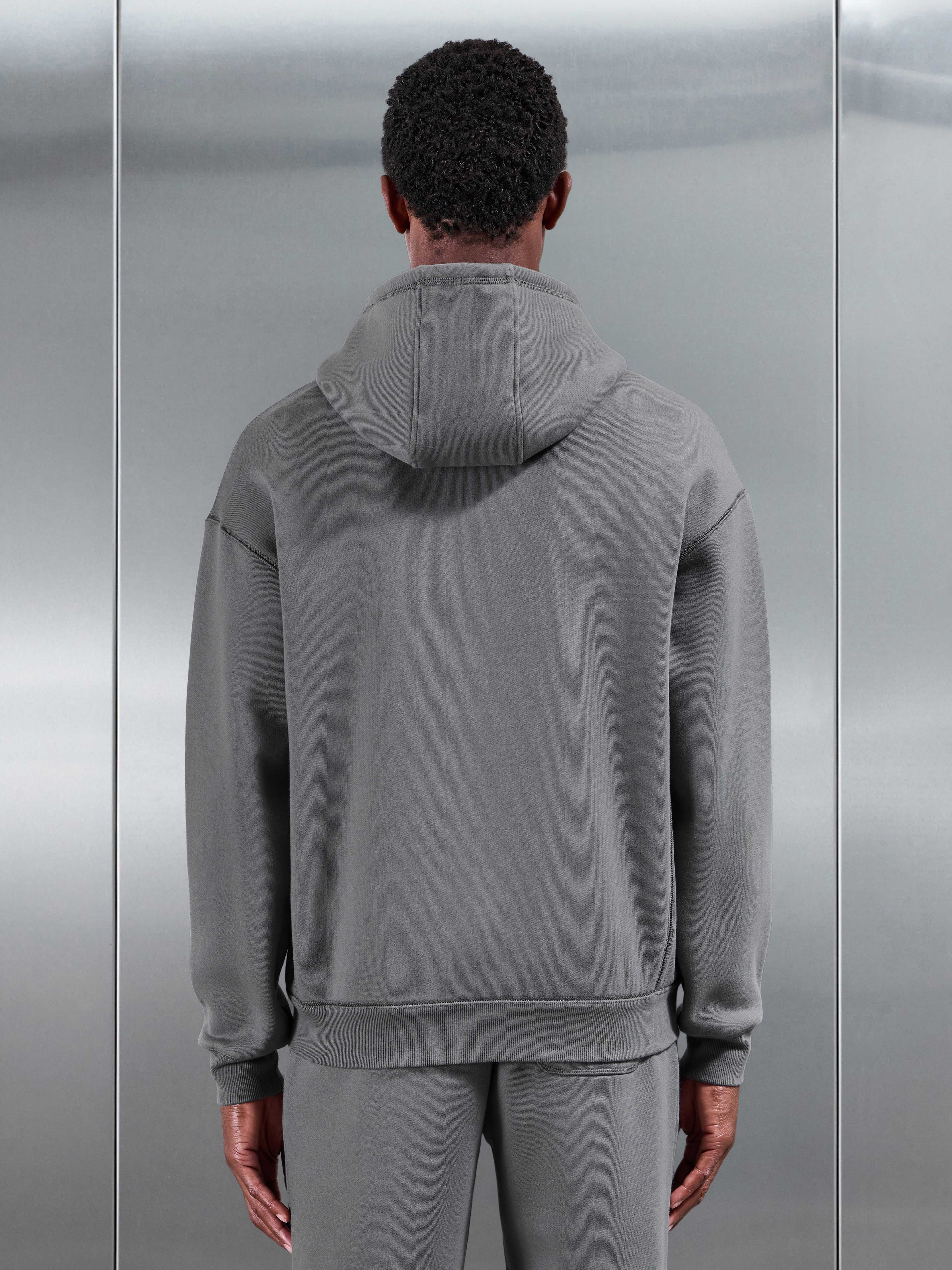Relaxed Fit Zip Through Hoodie in Grey
