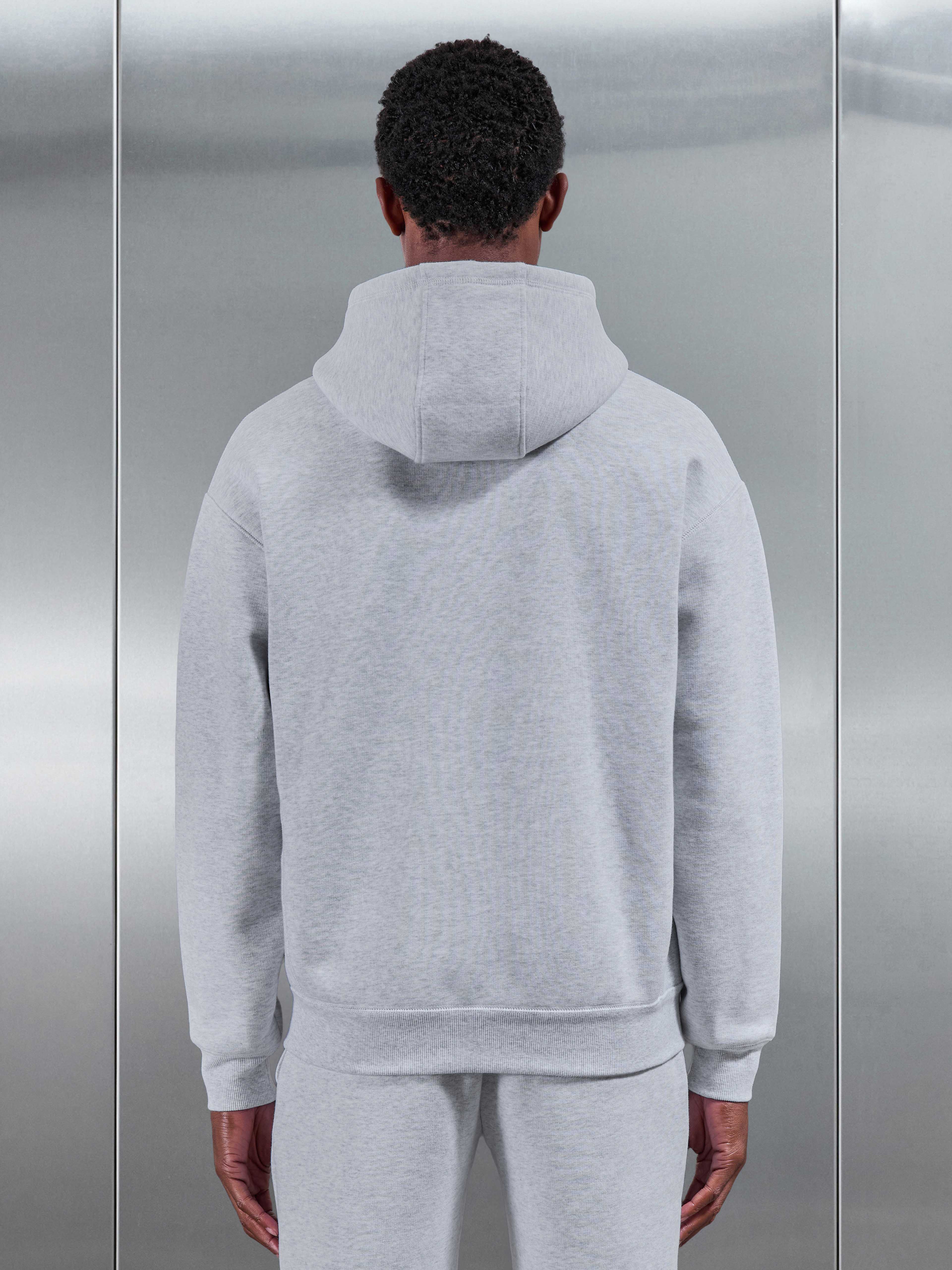 Relaxed Fit Zip Through Hoodie in Marl Grey