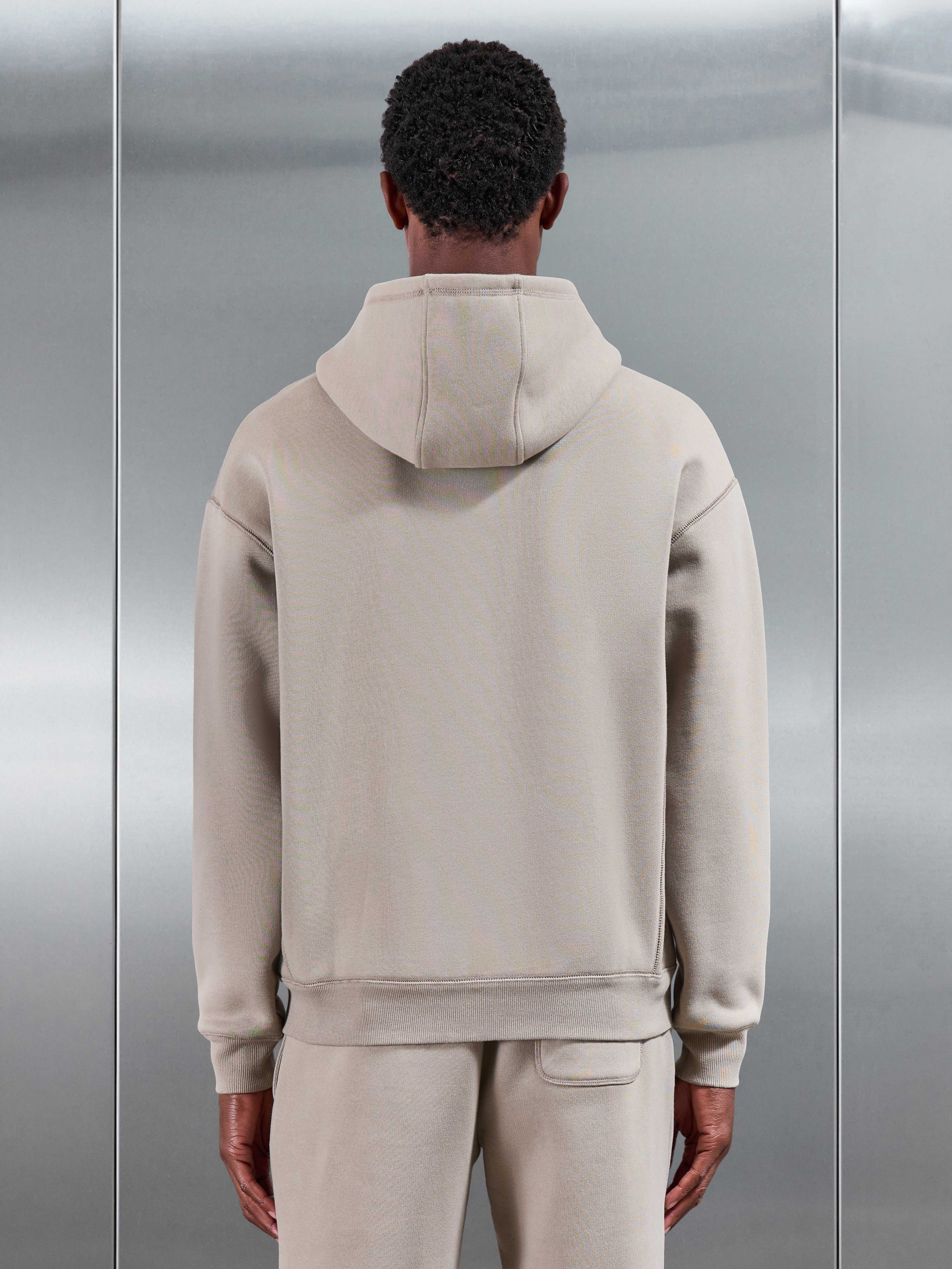 Relaxed Fit Zip Through Hoodie in Stone
