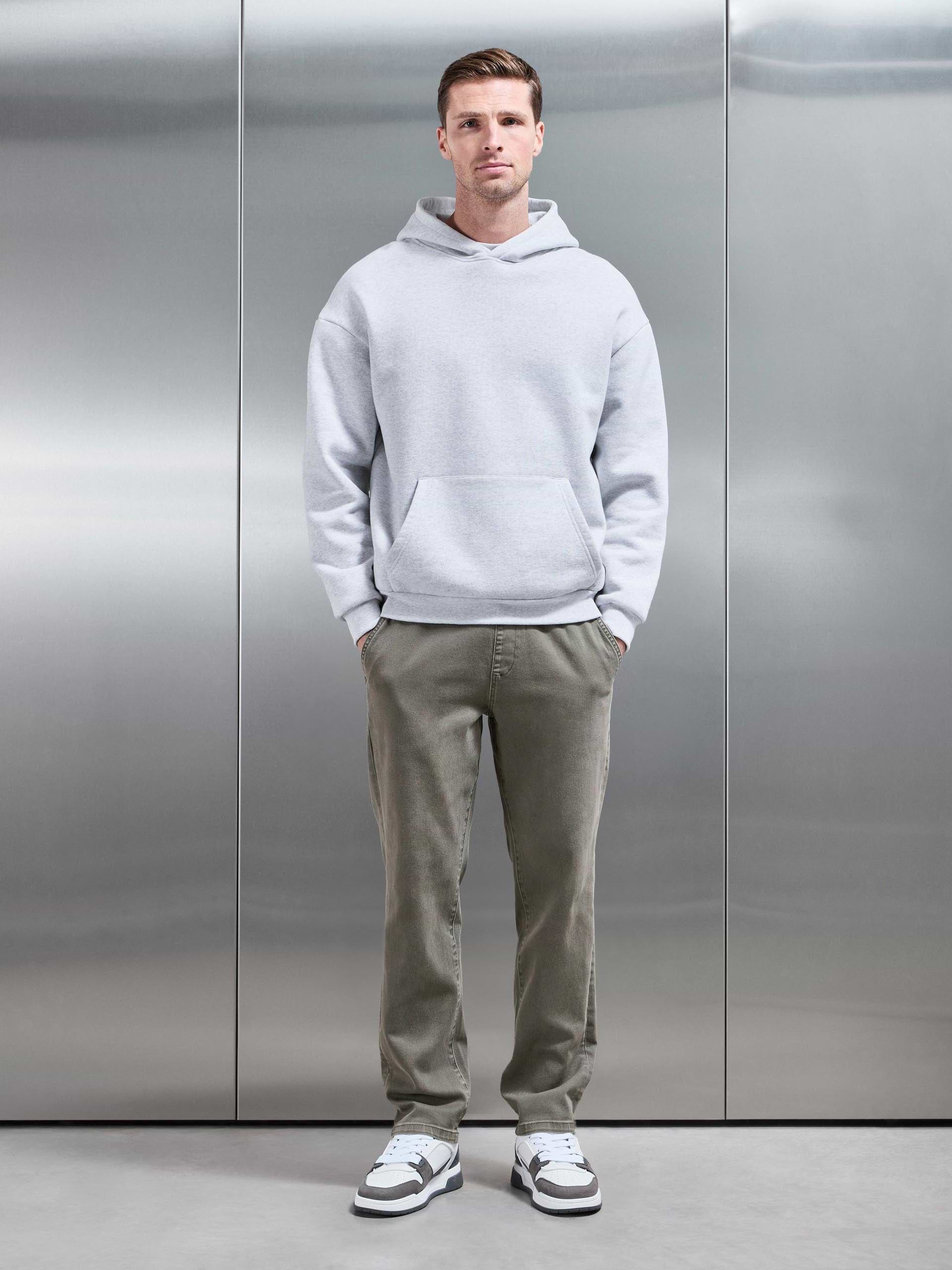 Relaxed Cotton Twill Trouser in Dark Olive