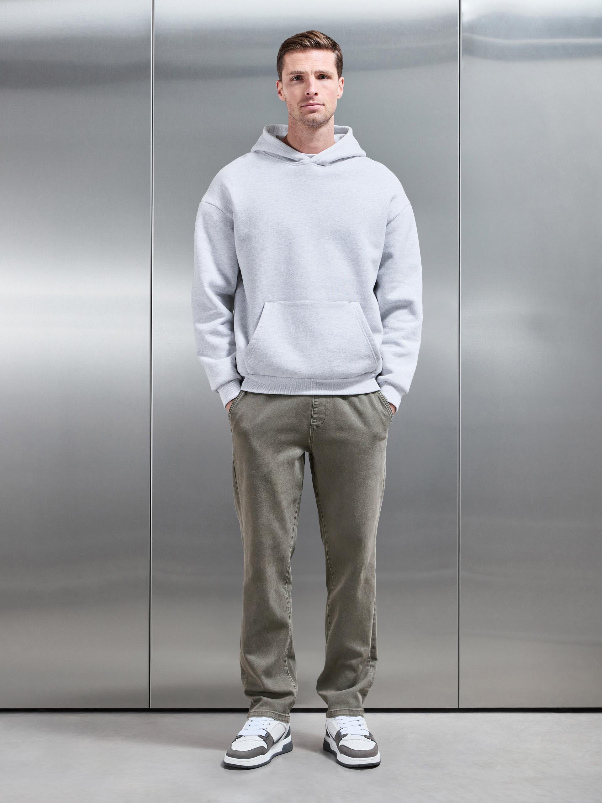 Relaxed Cotton Twill Trouser in Dark Olive