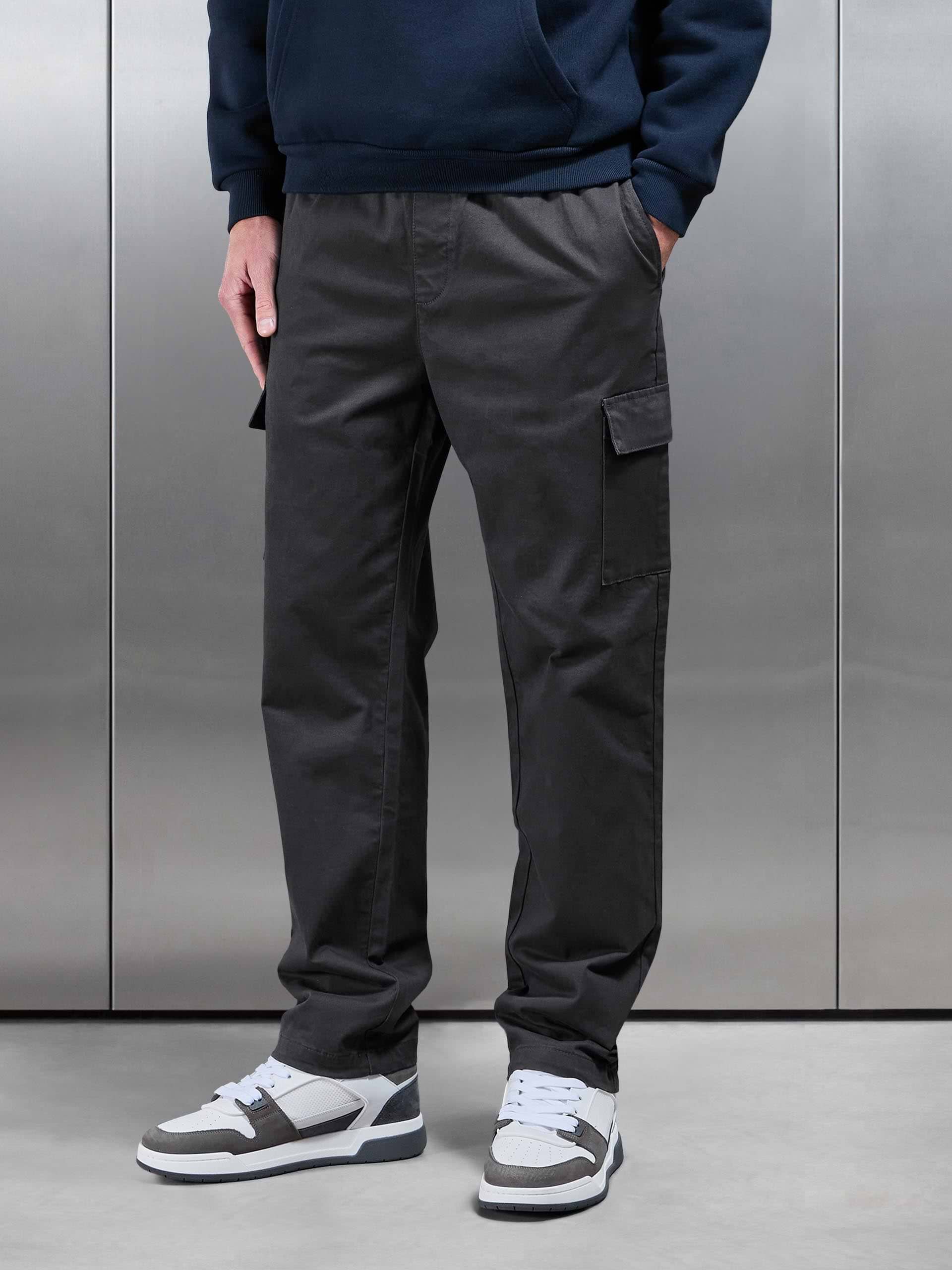 Relaxed Fit Cotton Cargo Pant In Grey