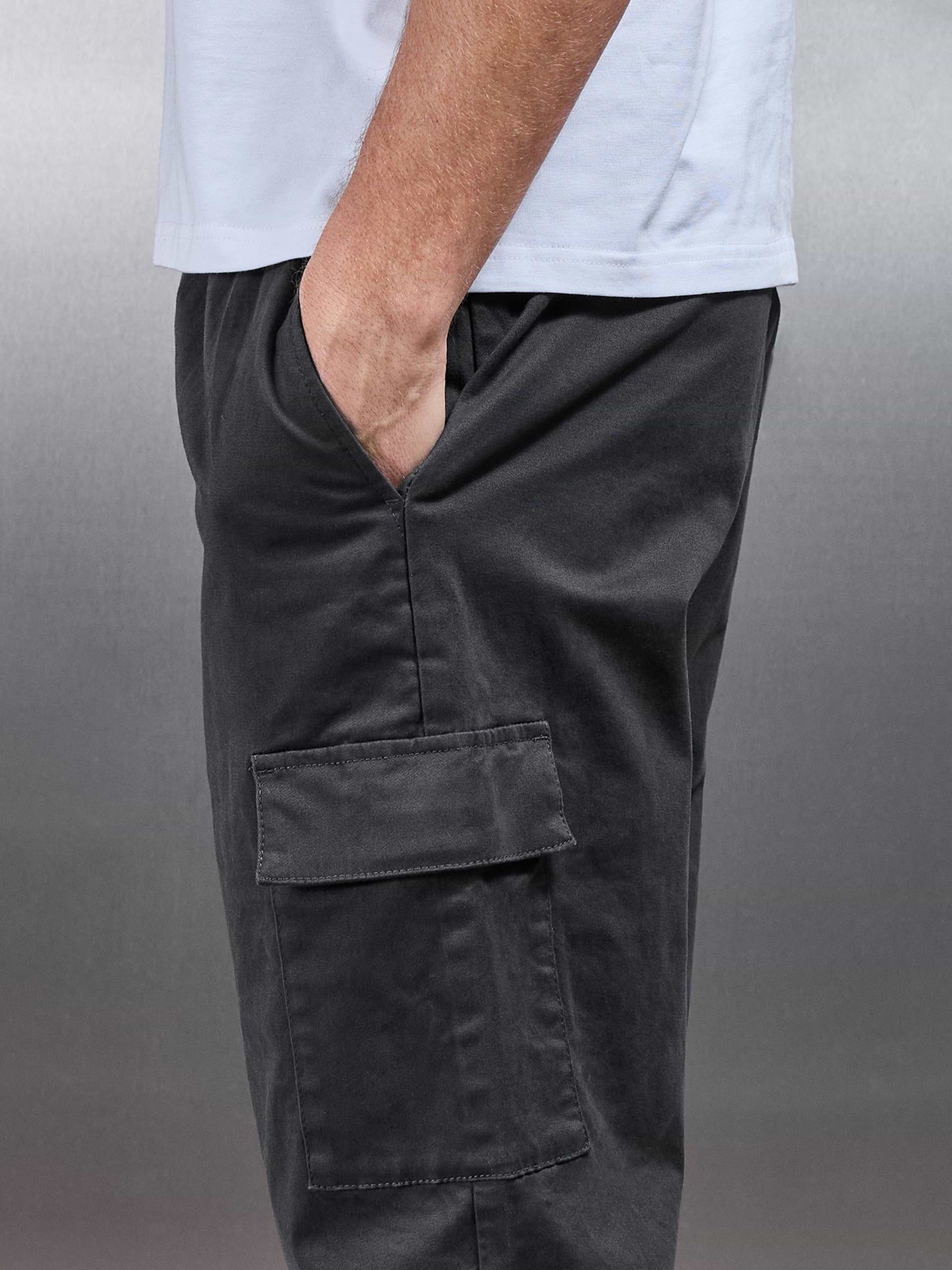 Relaxed Fit Cotton Cargo Pant In Grey