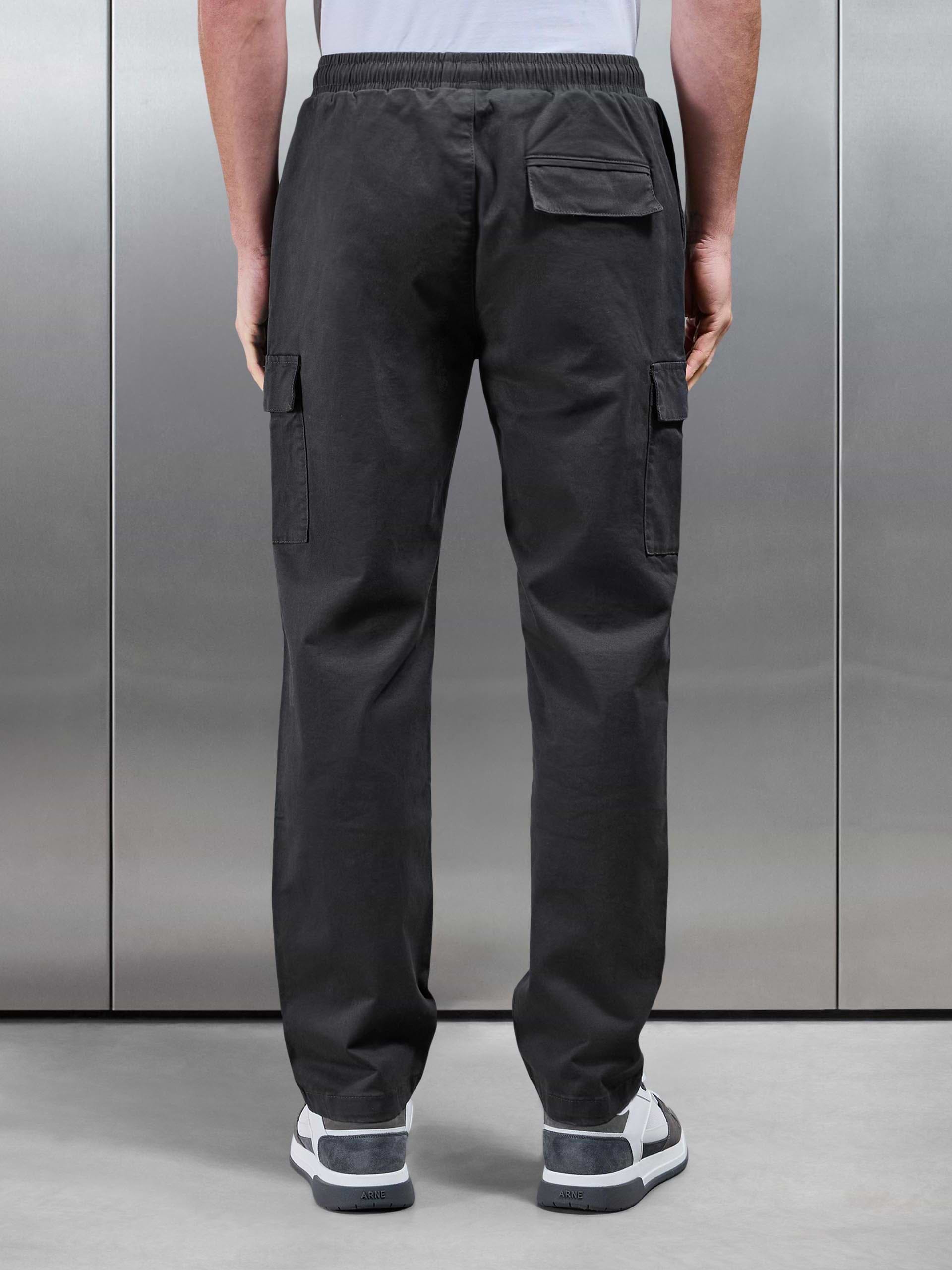 Relaxed Fit Cotton Cargo Pant In Grey