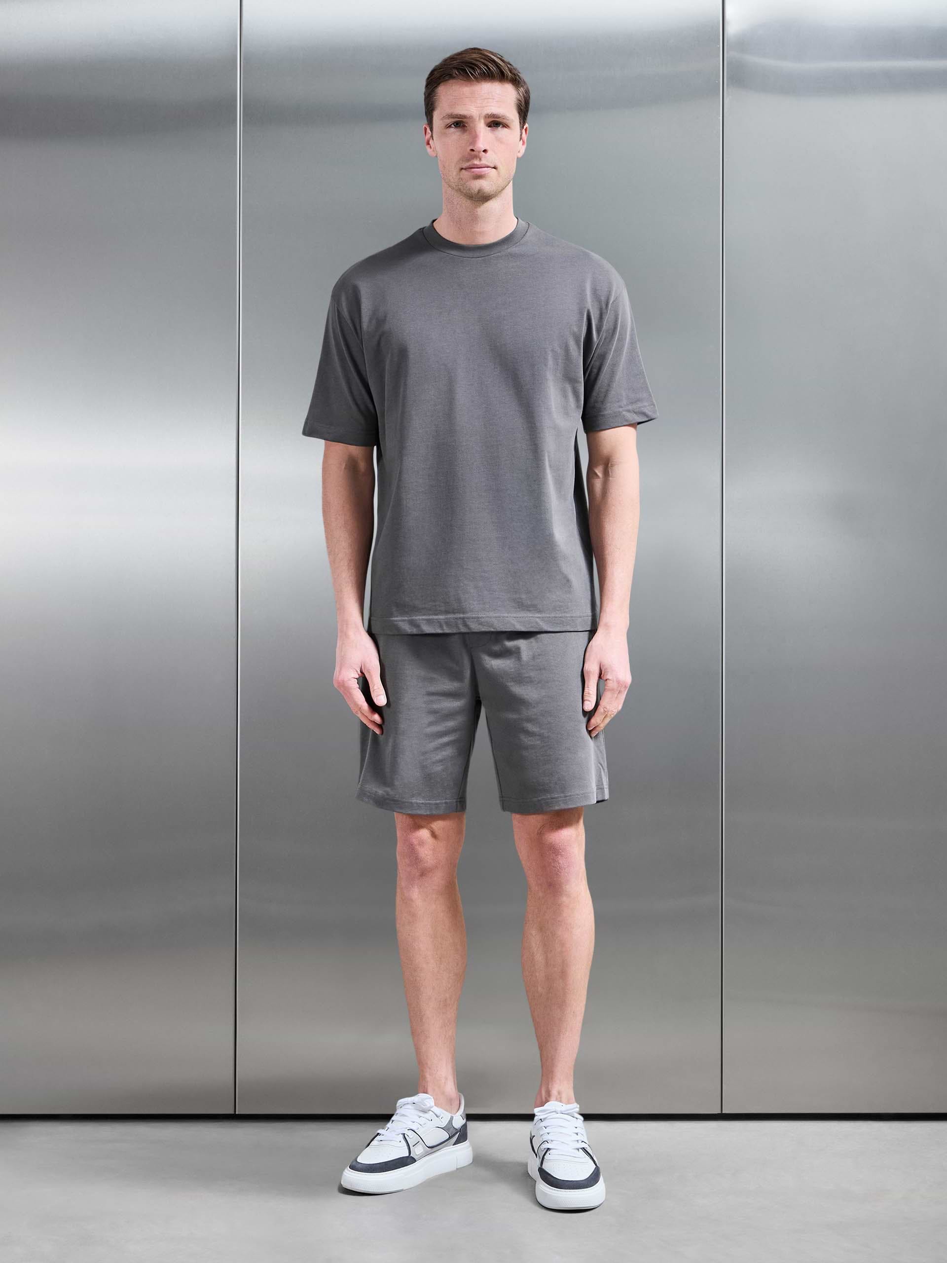 Relaxed Fit Cotton Short in Grey