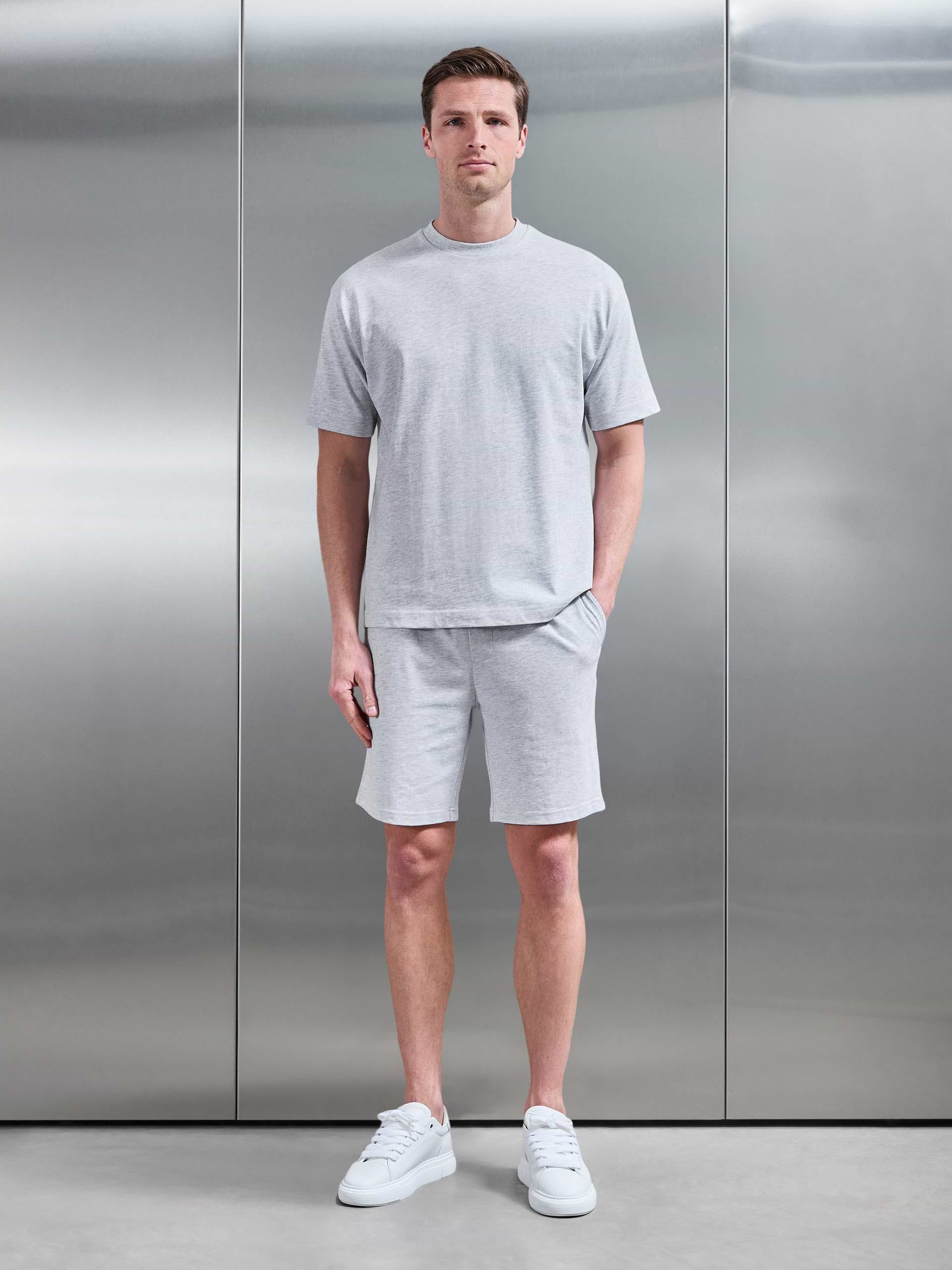 Relaxed Fit Cotton Short in Marl Grey