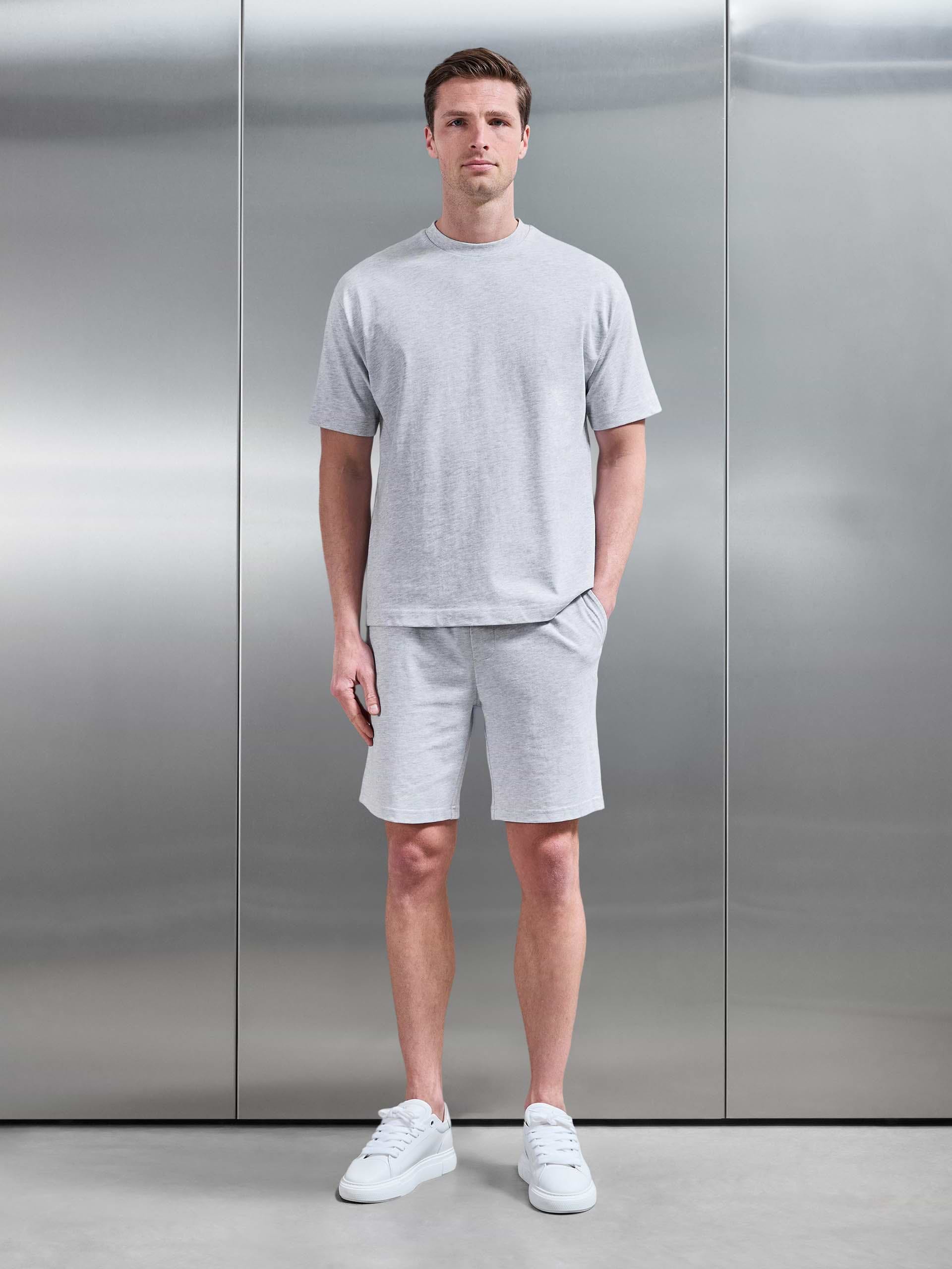 Relaxed Fit Cotton T-Shirt in Grey Marl