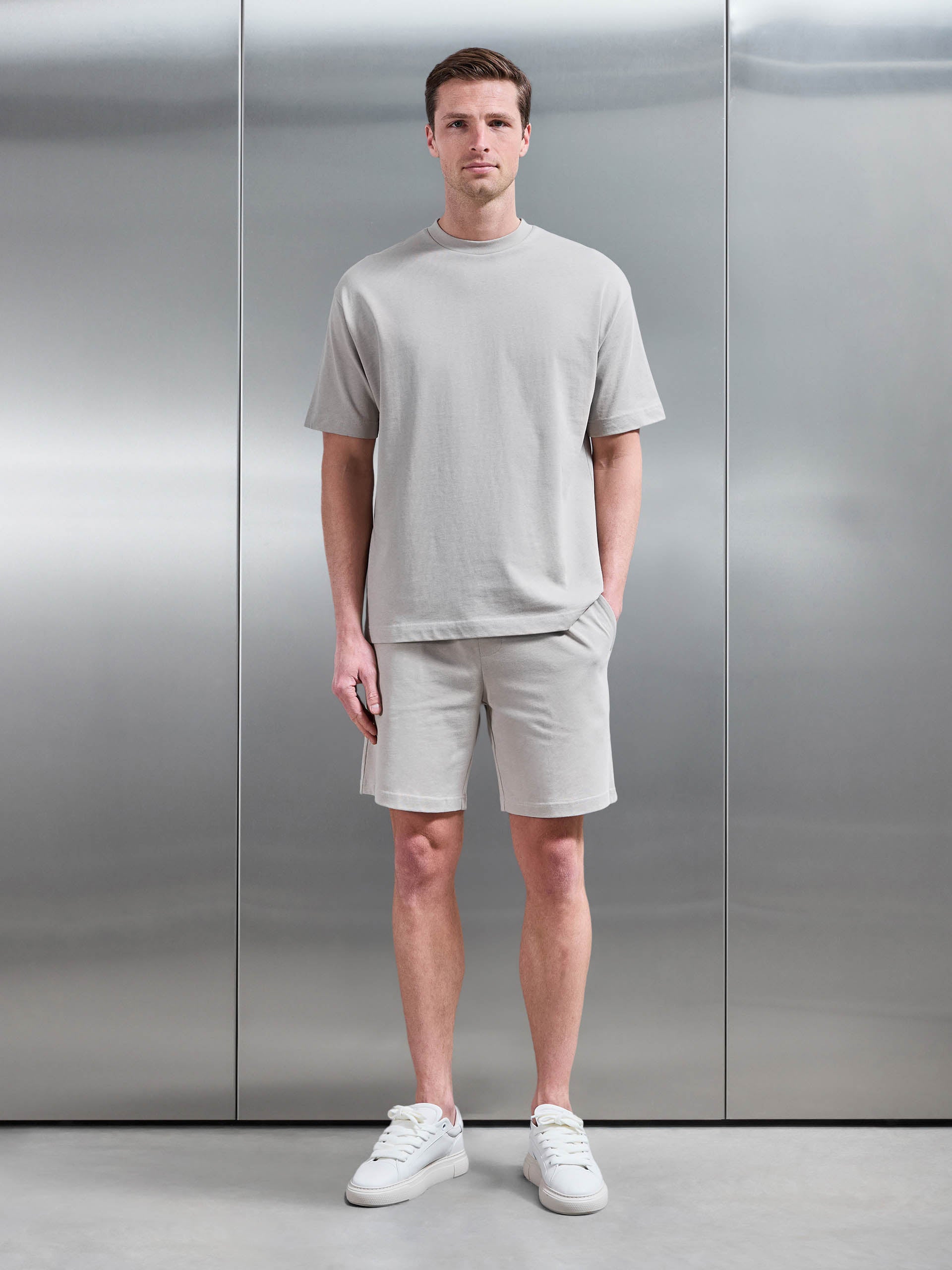 Relaxed Fit Cotton T-Shirt in Stone