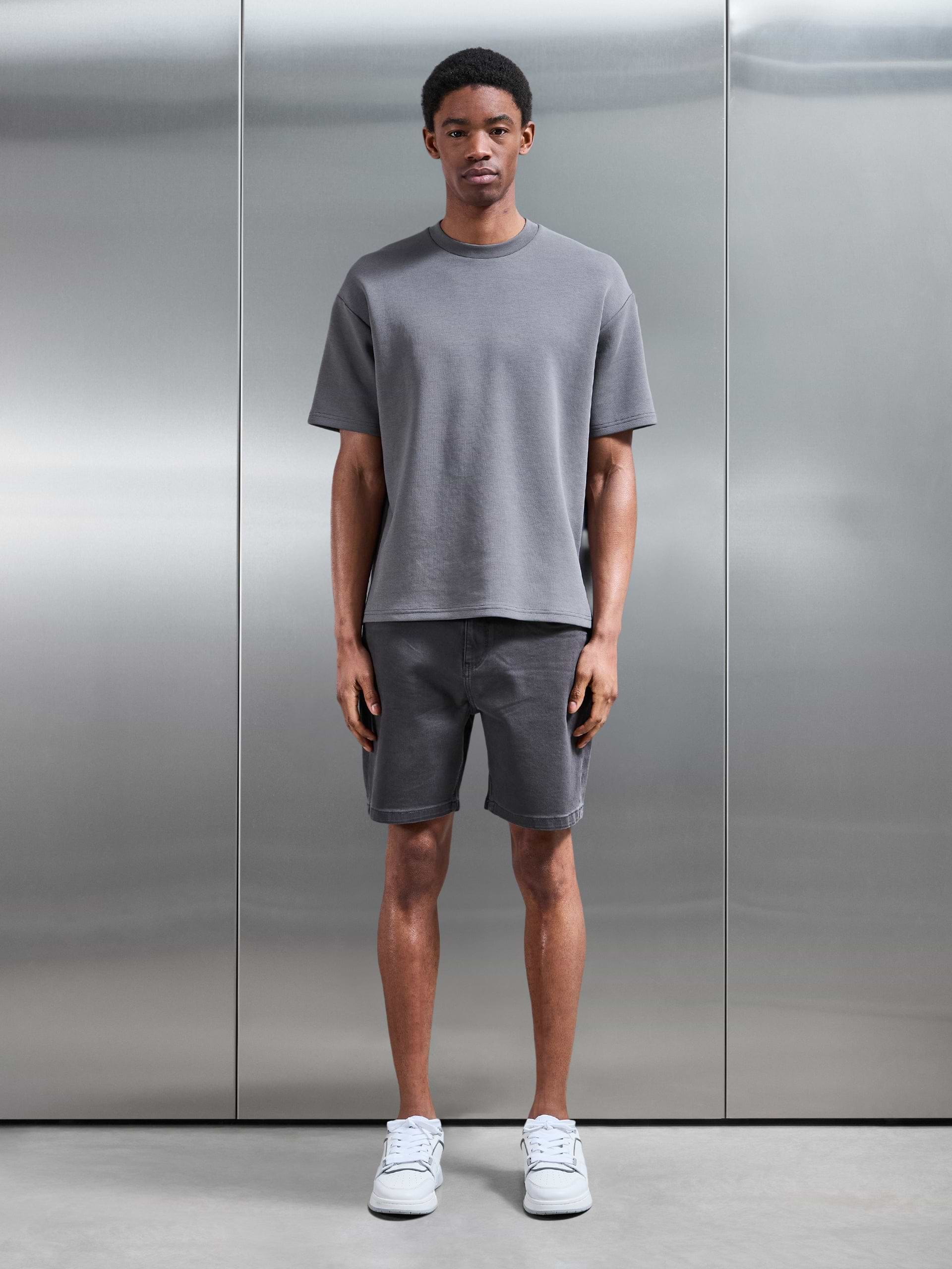 Relaxed Fit Denim Short in Grey