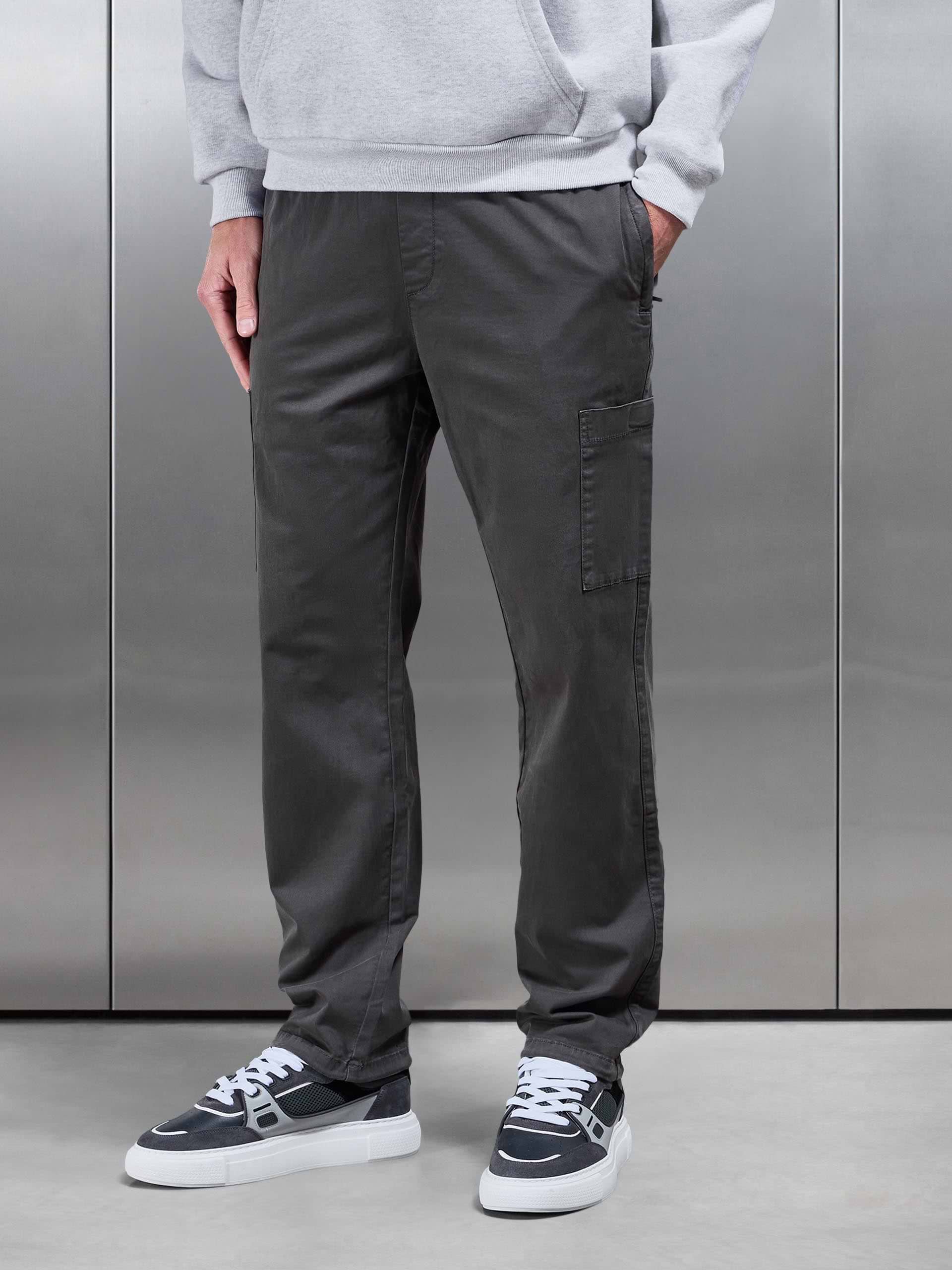 Relaxed Fit Garment Dye Cargo Pant in Grey