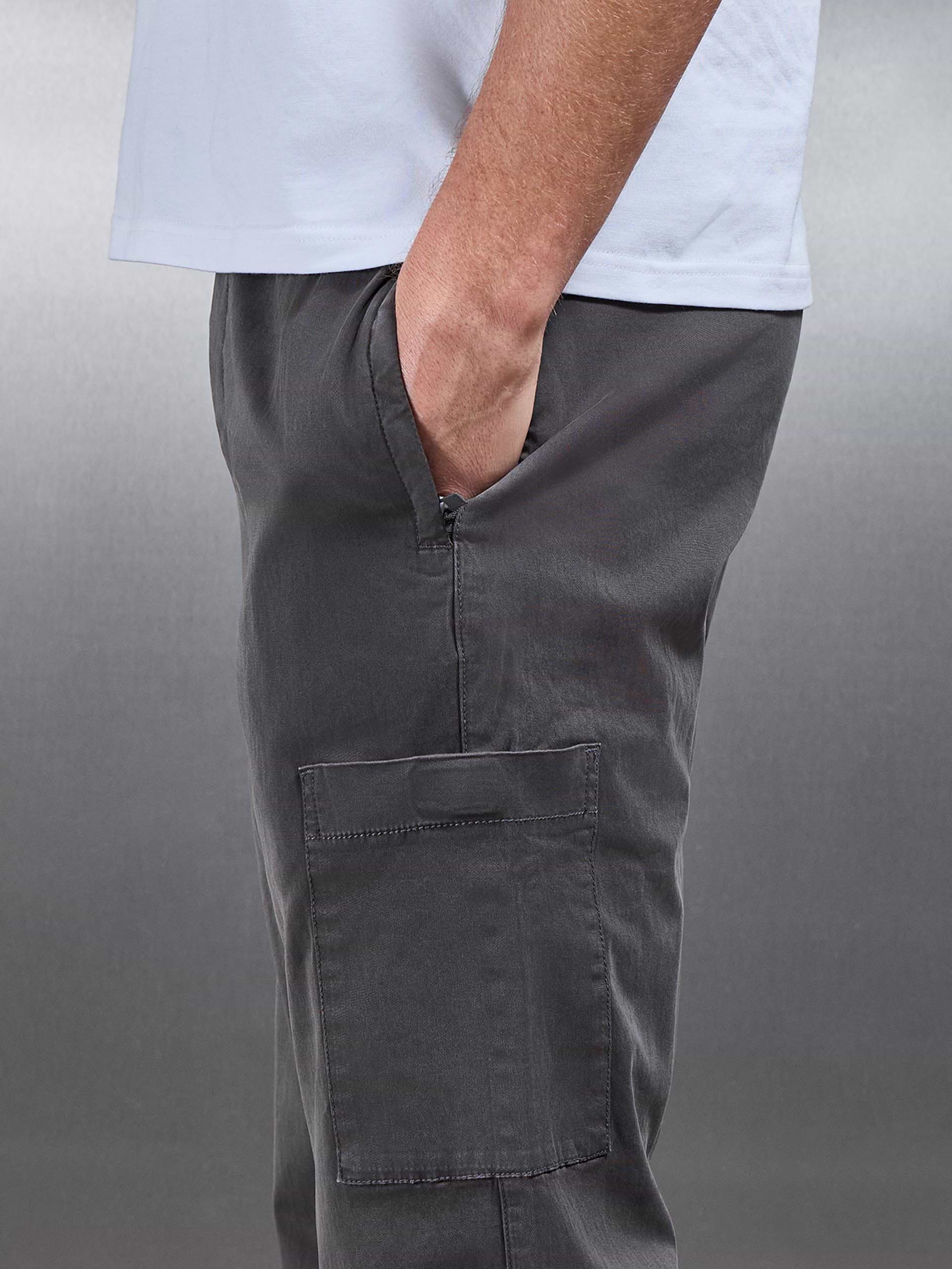 Relaxed Fit Garment Dye Cargo Pant in Grey