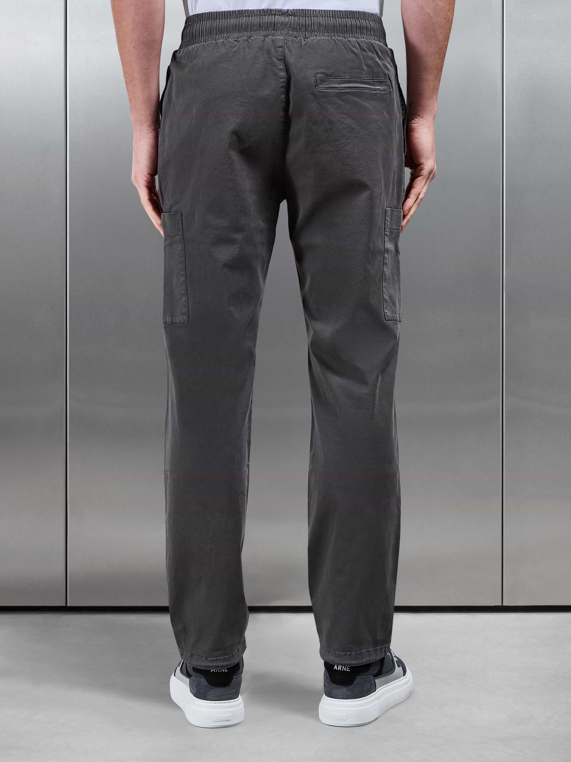 Relaxed Fit Garment Dye Cargo Pant in Grey