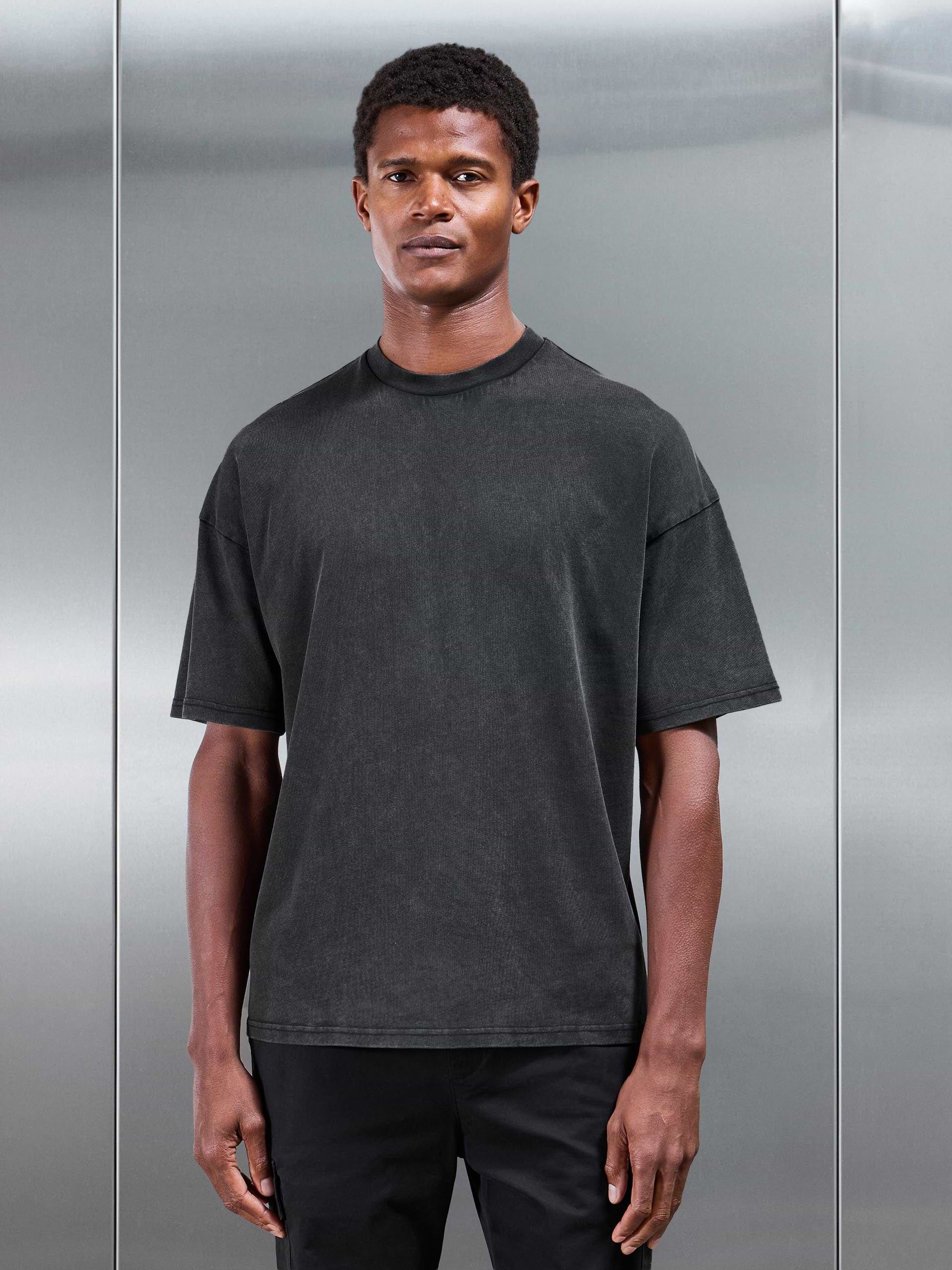 Relaxed Fit Garment Dye T-Shirt in Black