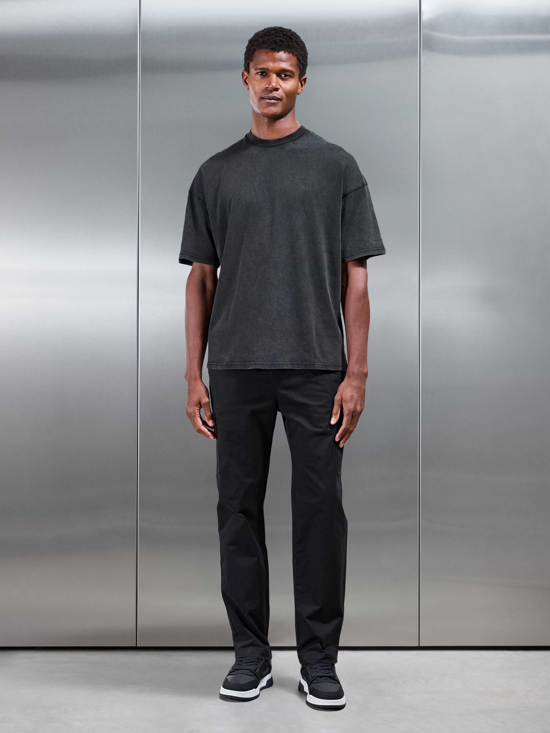 Relaxed Fit Garment Dye T-Shirt in Black