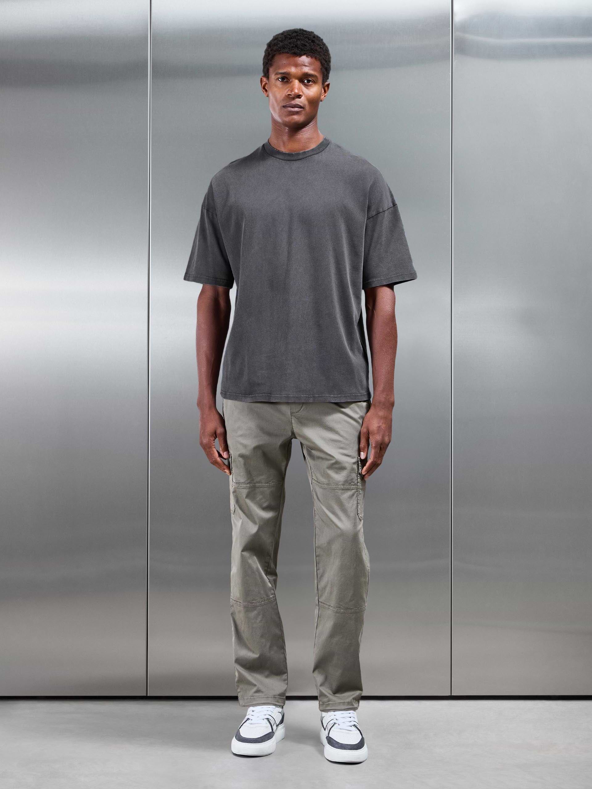 Relaxed Fit Garment Dye T-Shirt in Grey