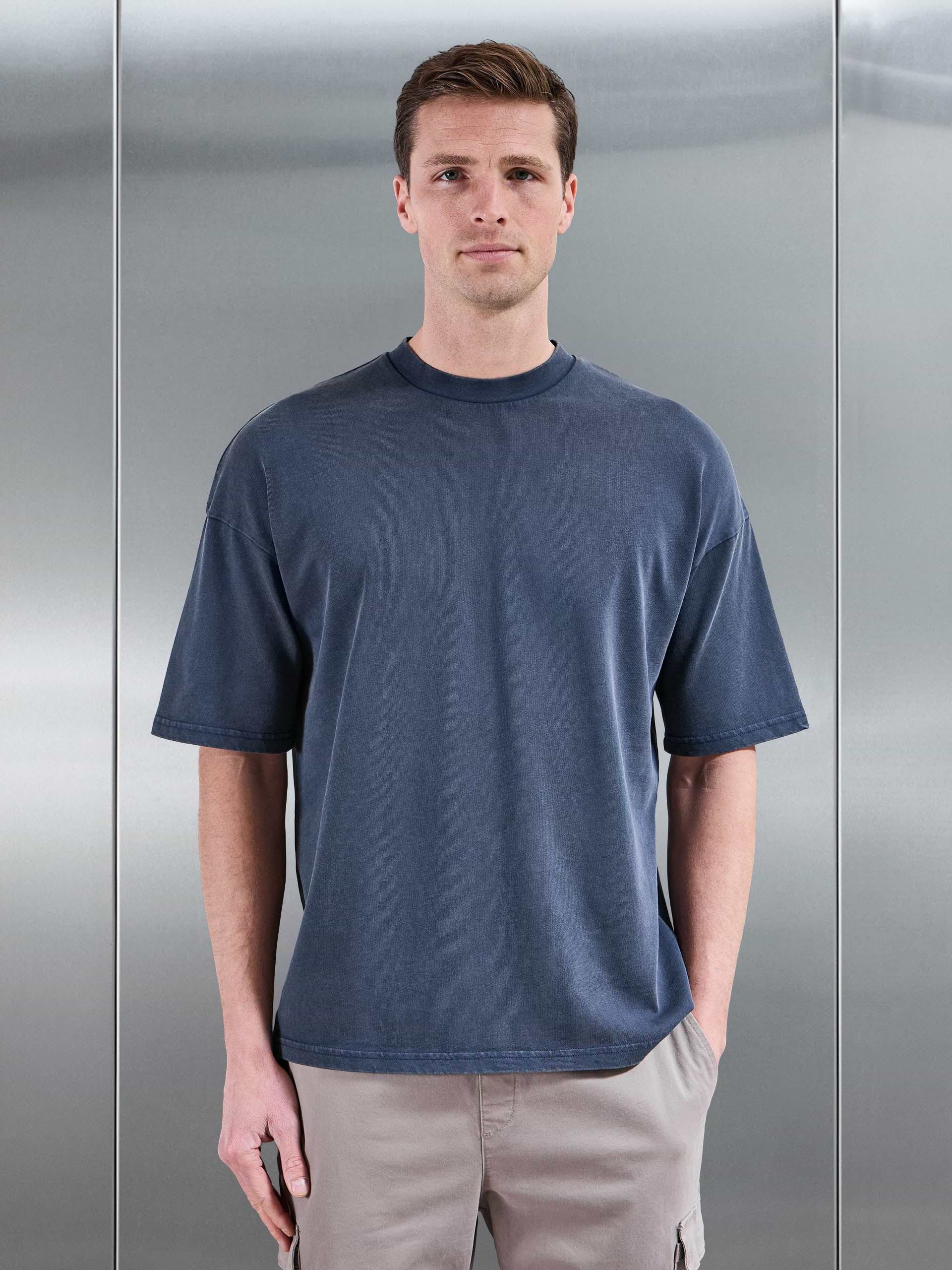 Relaxed Fit Garment Dye T-Shirt in Navy