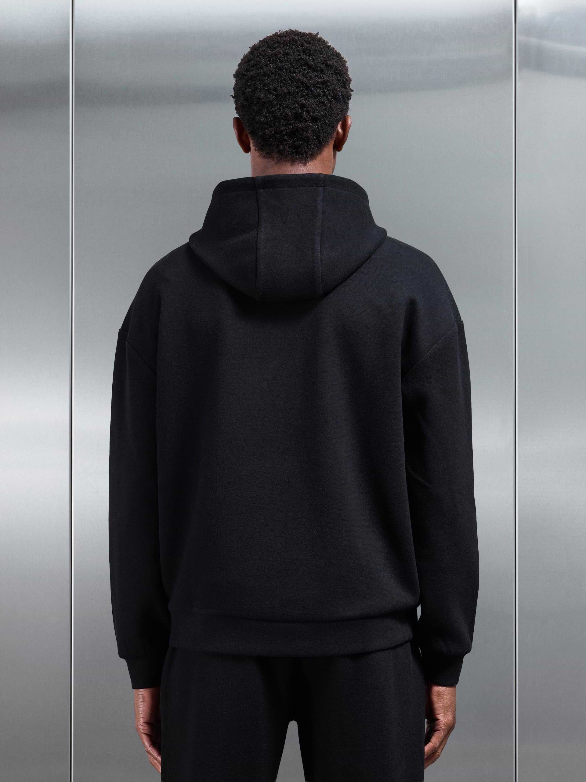 Relaxed Fit Knitted Hoodie in Black
