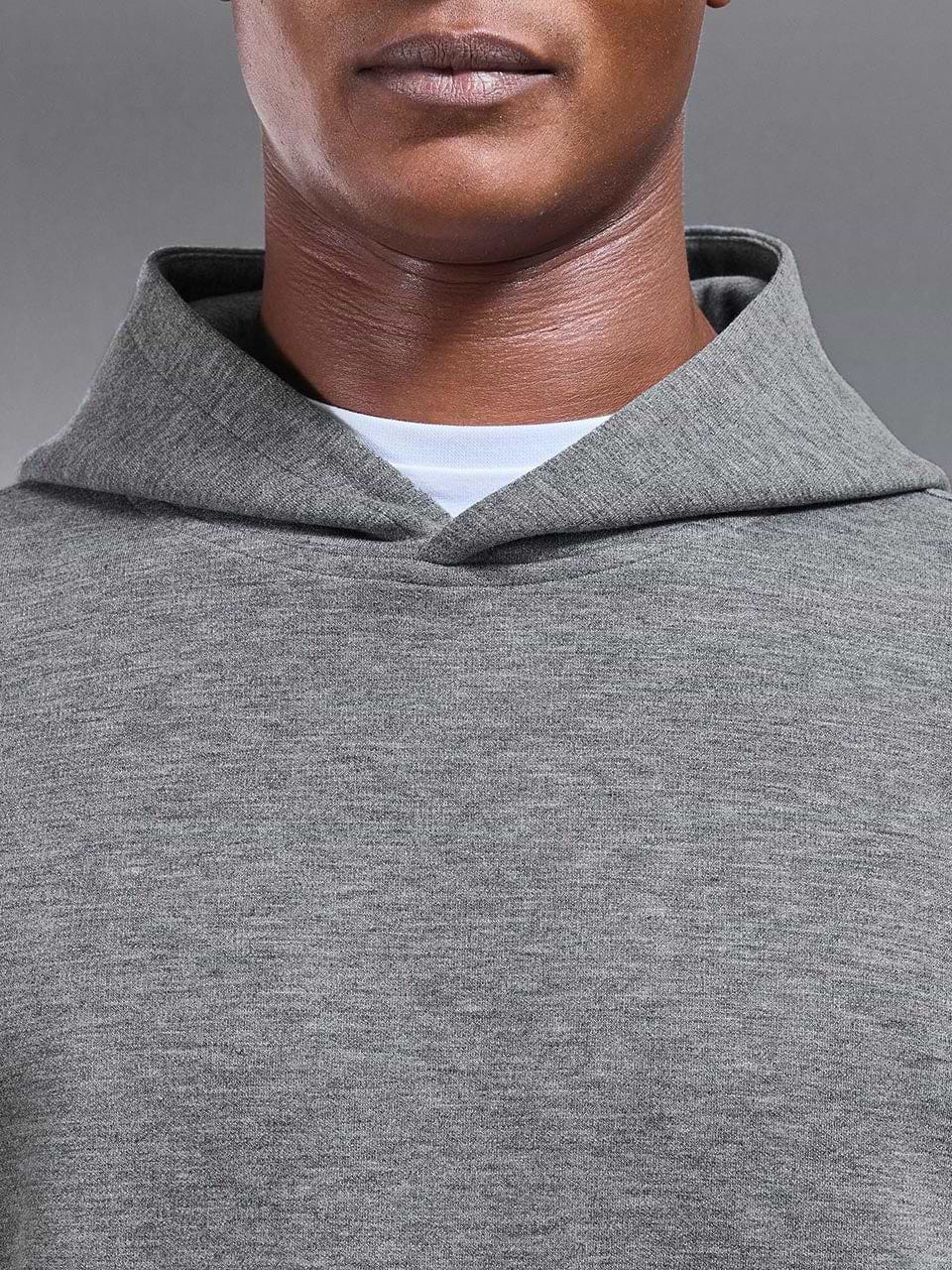 Relaxed Fit Knitted Hoodie in Charcoal Marl