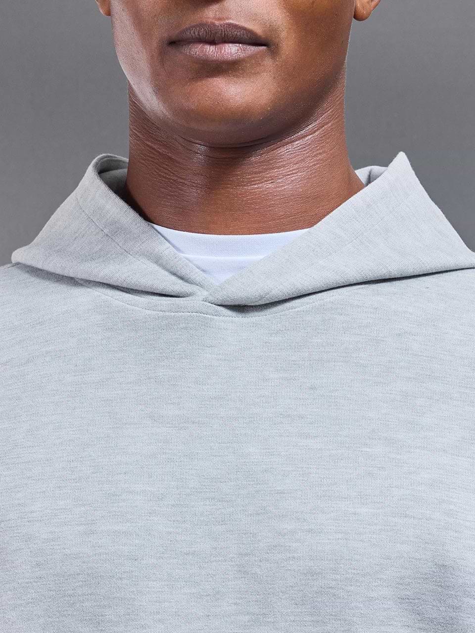 Relaxed Fit Knitted Hoodie in Marl Grey