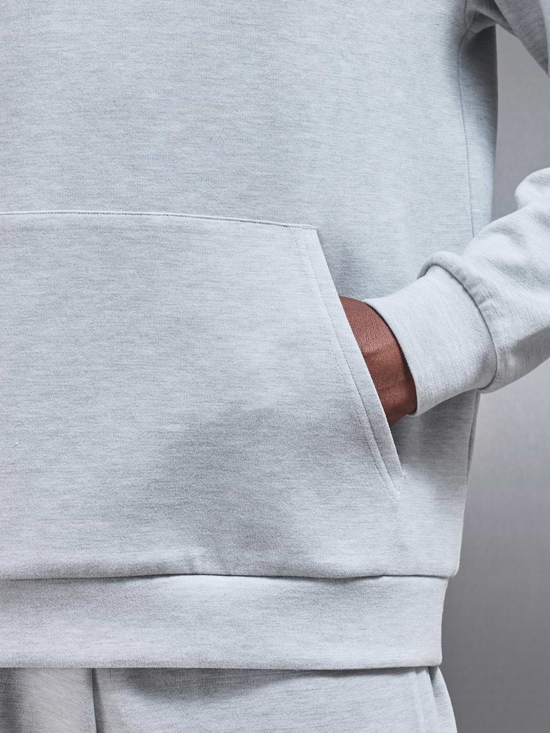 Relaxed Fit Knitted Hoodie in Marl Grey