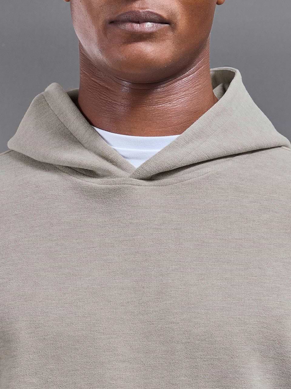 Relaxed Fit Knitted Hoodie in Stone