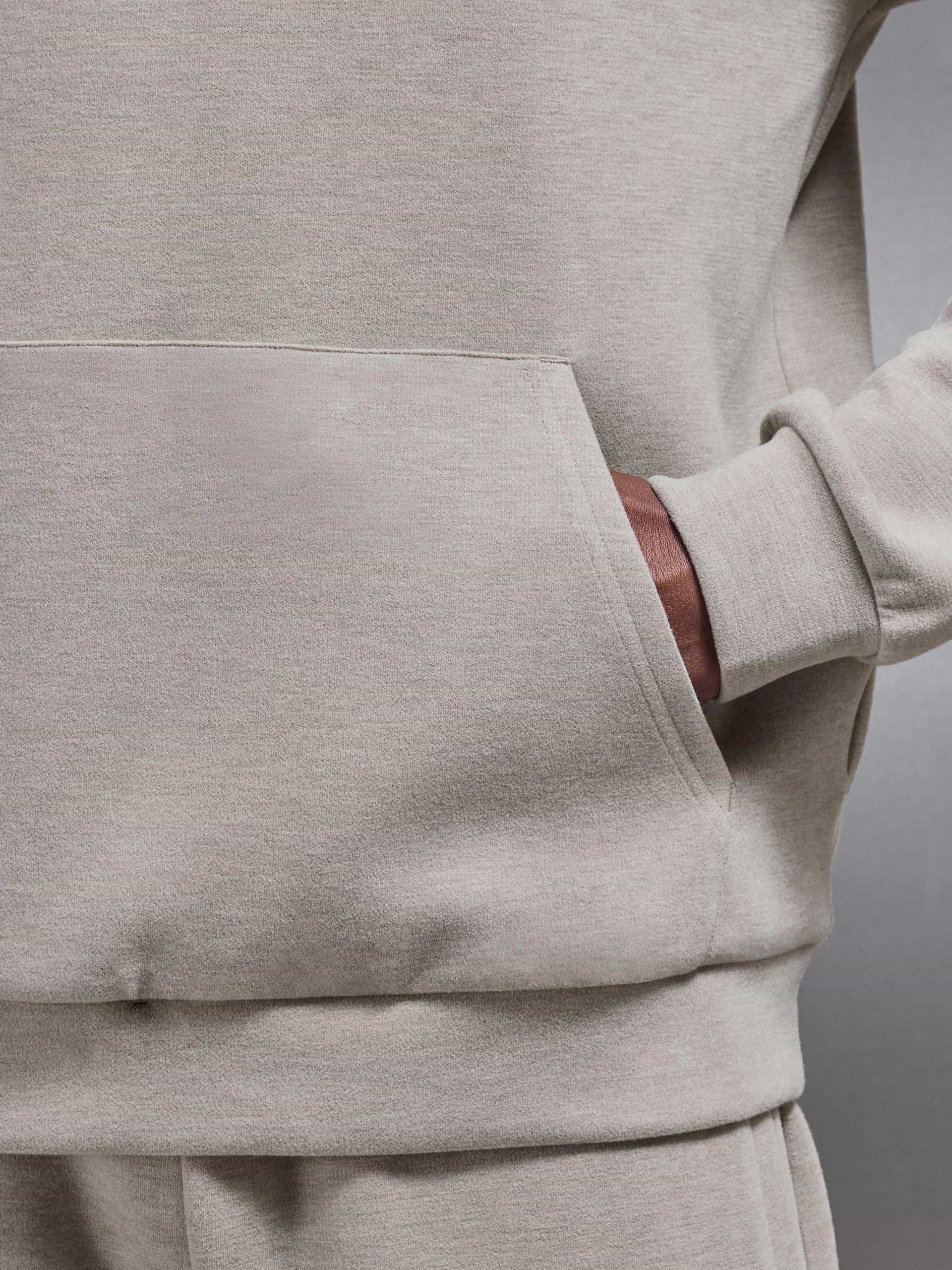 Relaxed Fit Knitted Hoodie in Stone