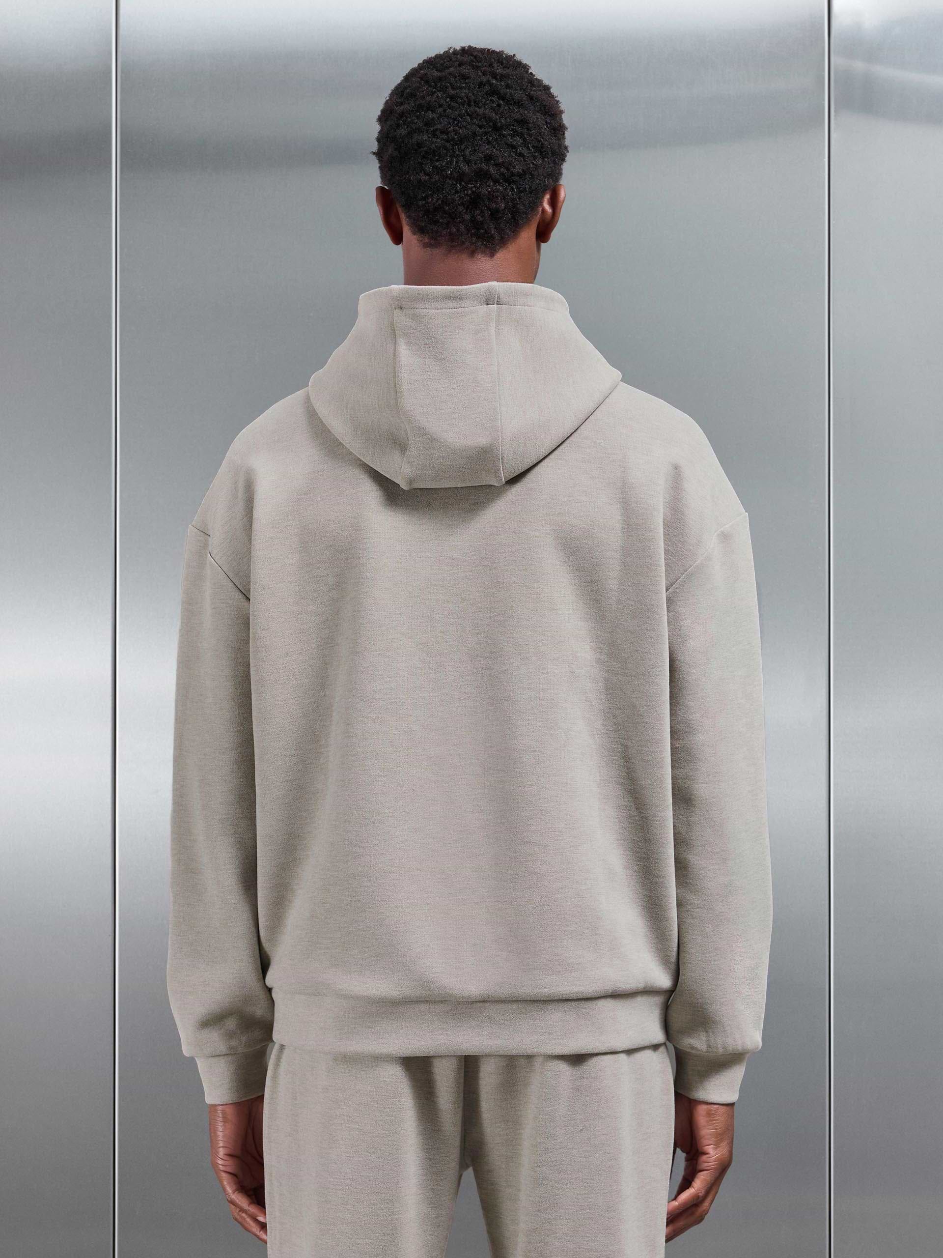 Relaxed Fit Knitted Hoodie in Stone