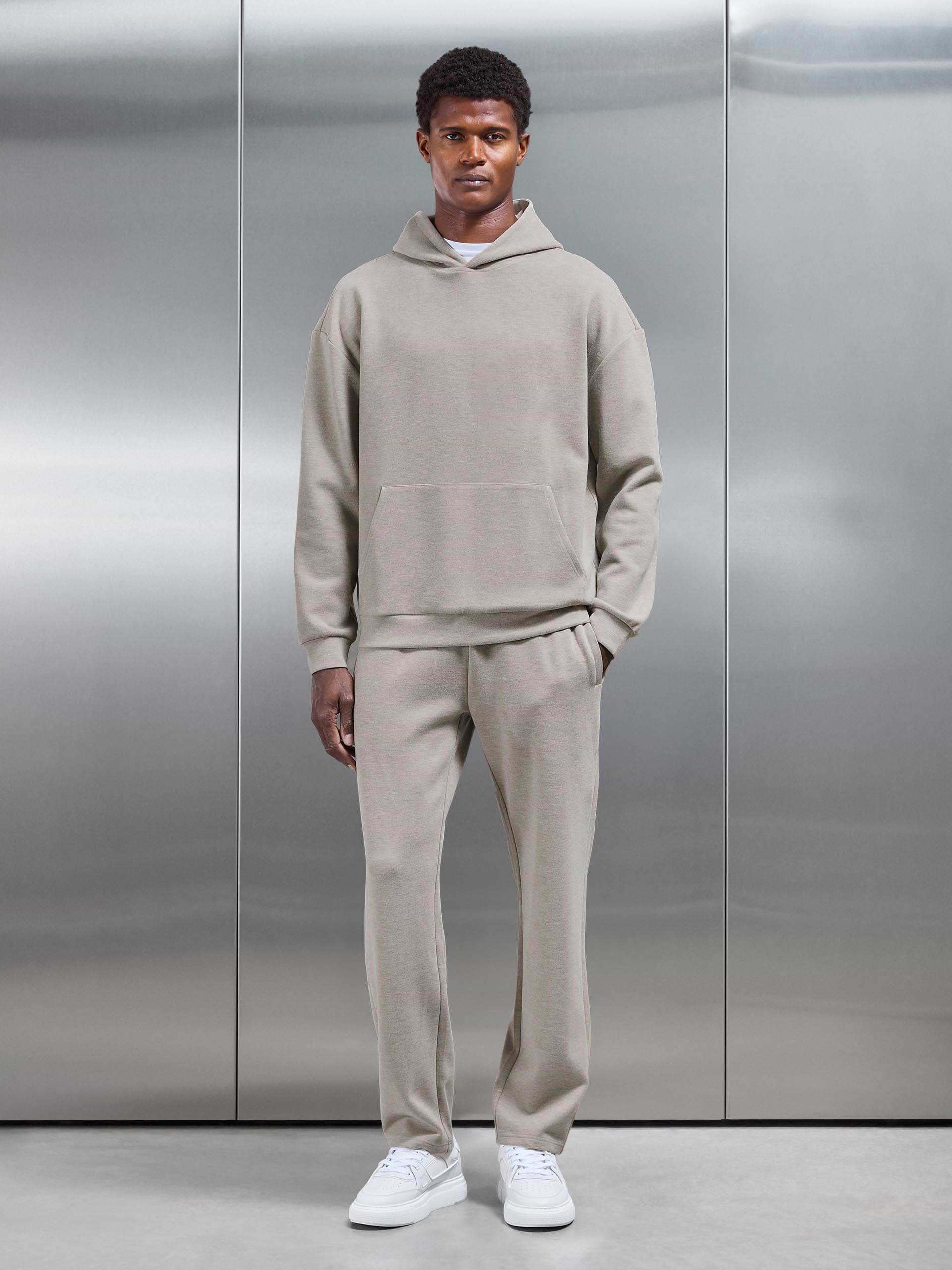 Relaxed Fit Knitted Hoodie in Stone