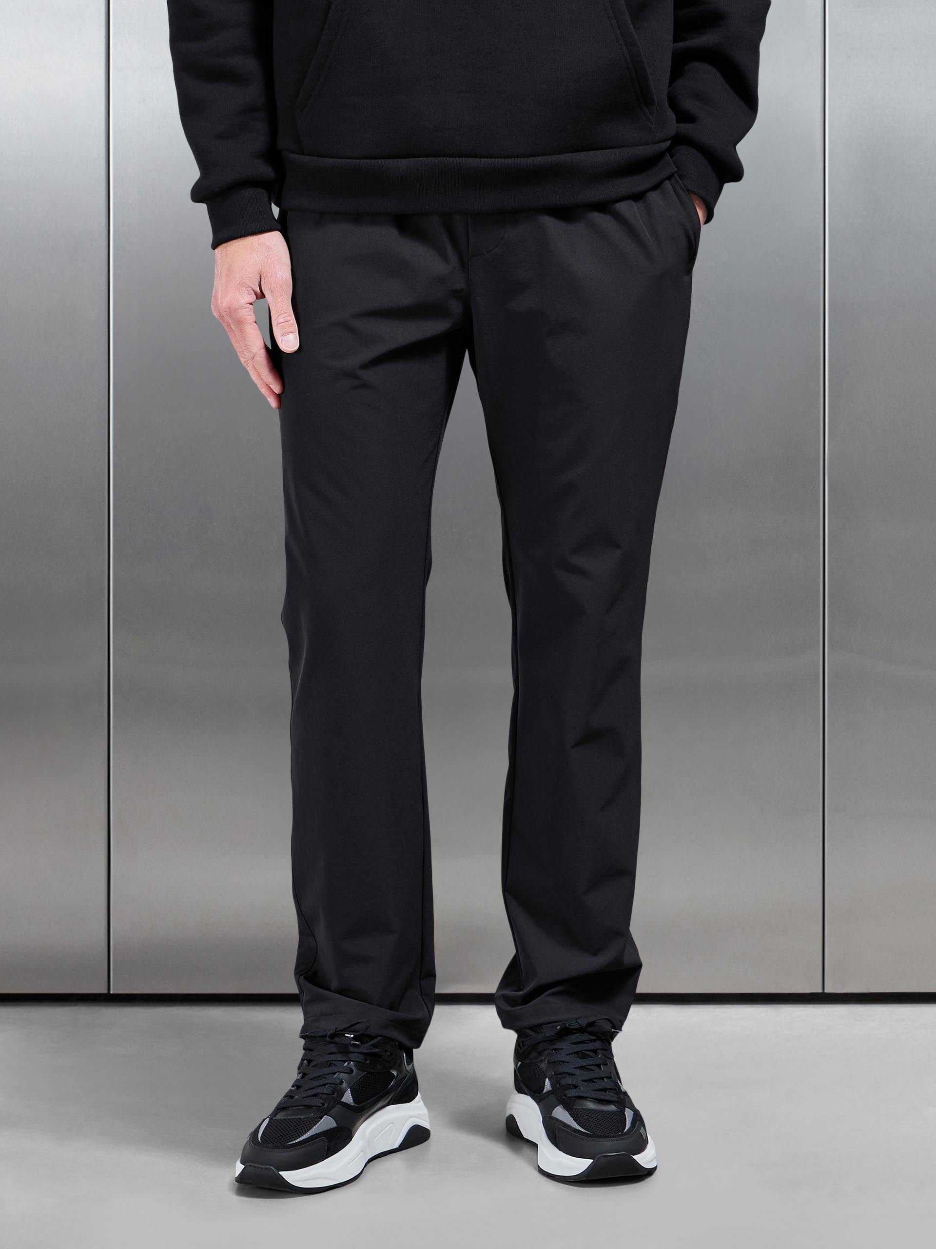 Relaxed Fit Nylon Trackpant in Black