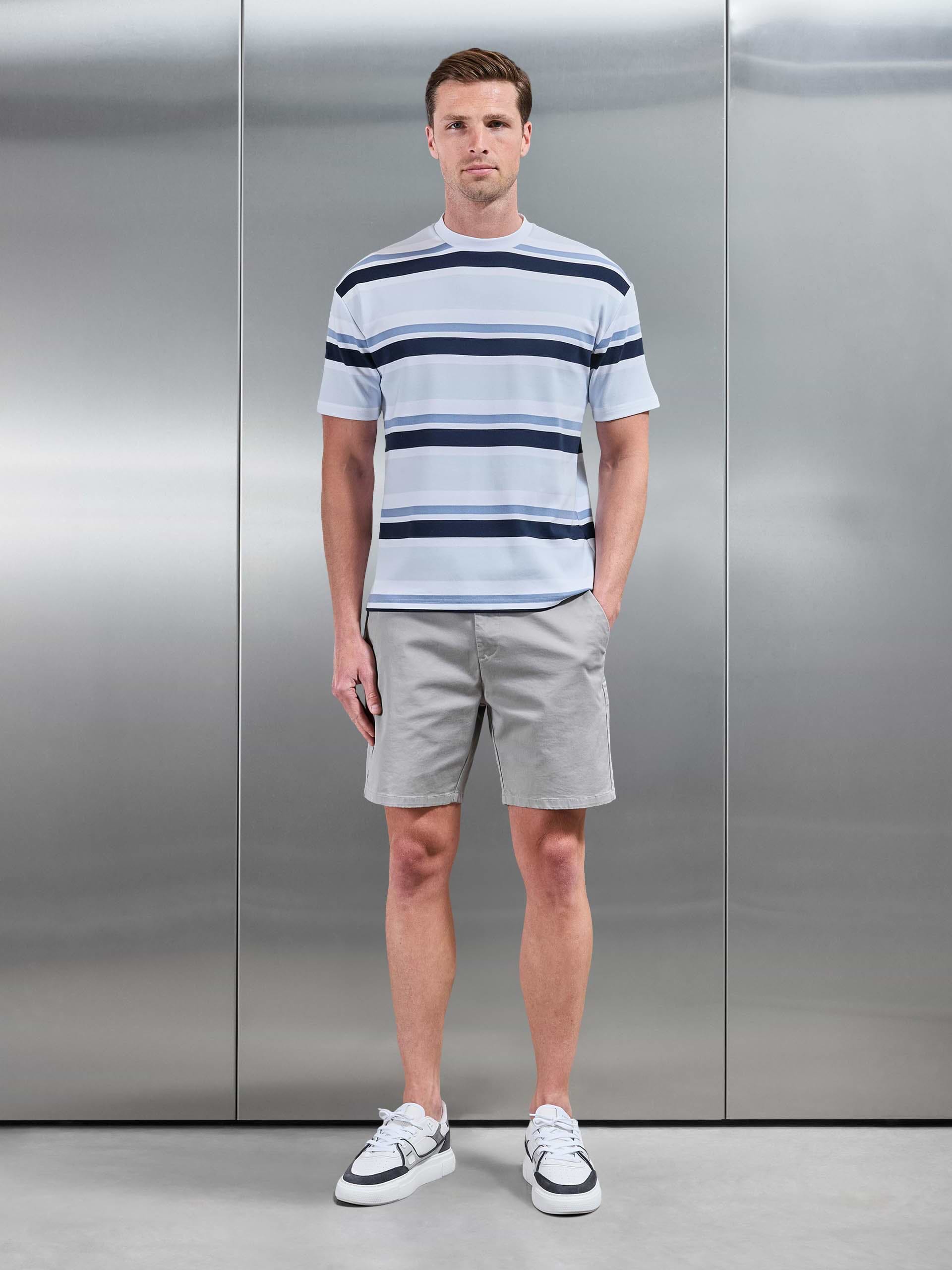 Relaxed Fit Stripe T-Shirt in Blue