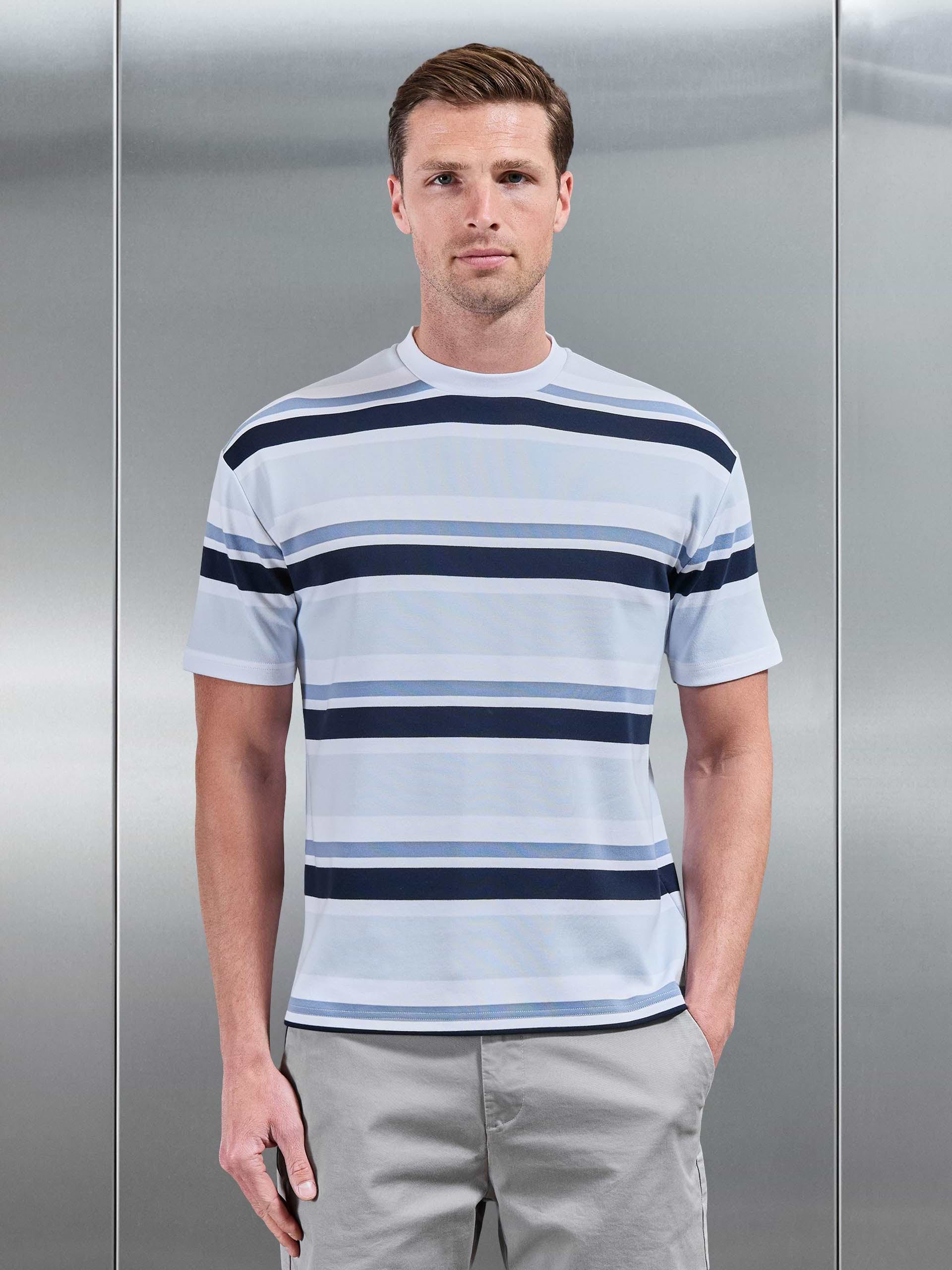 Relaxed Fit Stripe T-Shirt in Blue