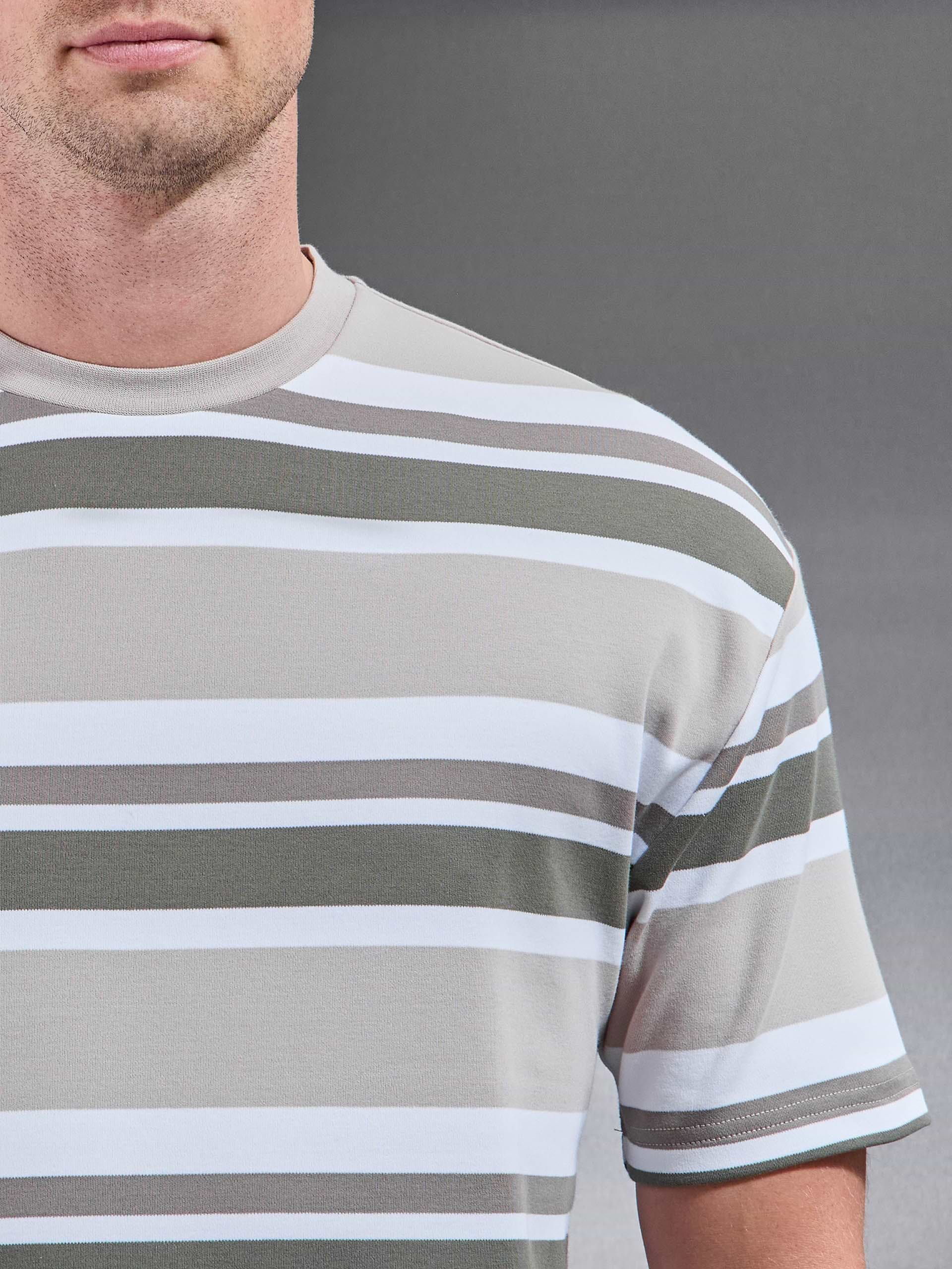 Relaxed Fit Stripe T-Shirt in Stone