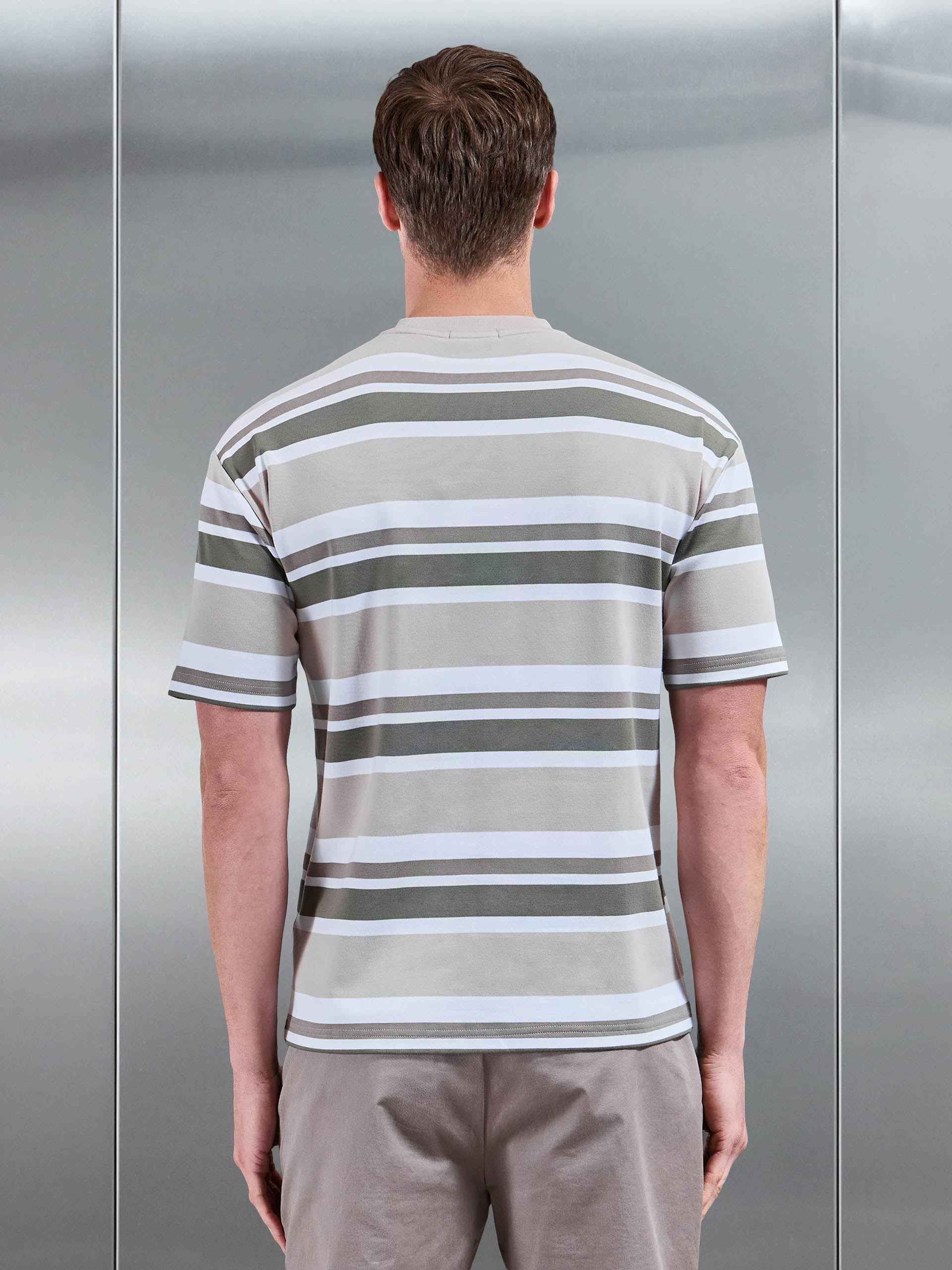 Relaxed Fit Stripe T-Shirt in Stone