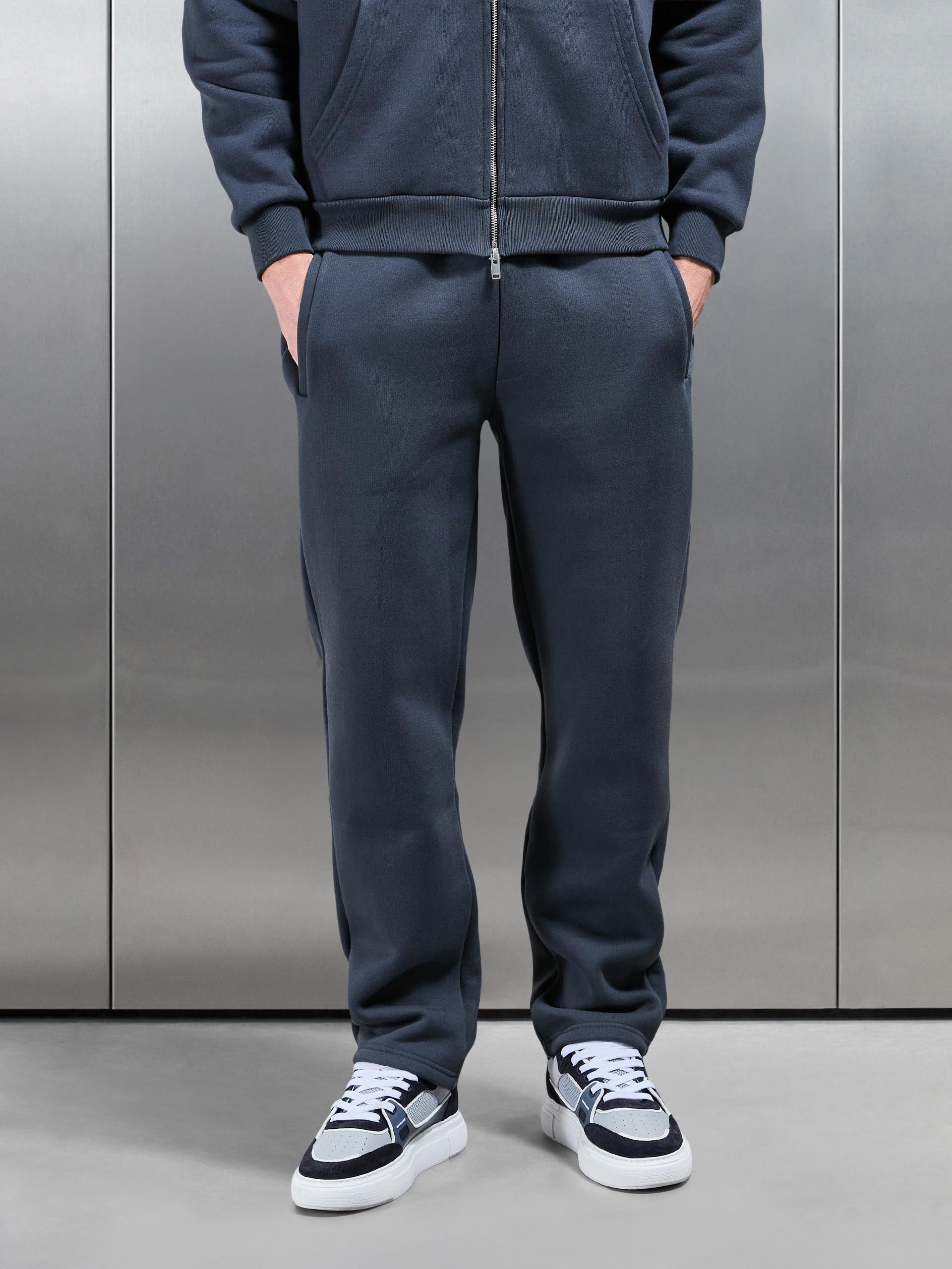 Relaxed Fit Straight Leg Jogger in Slate Blue