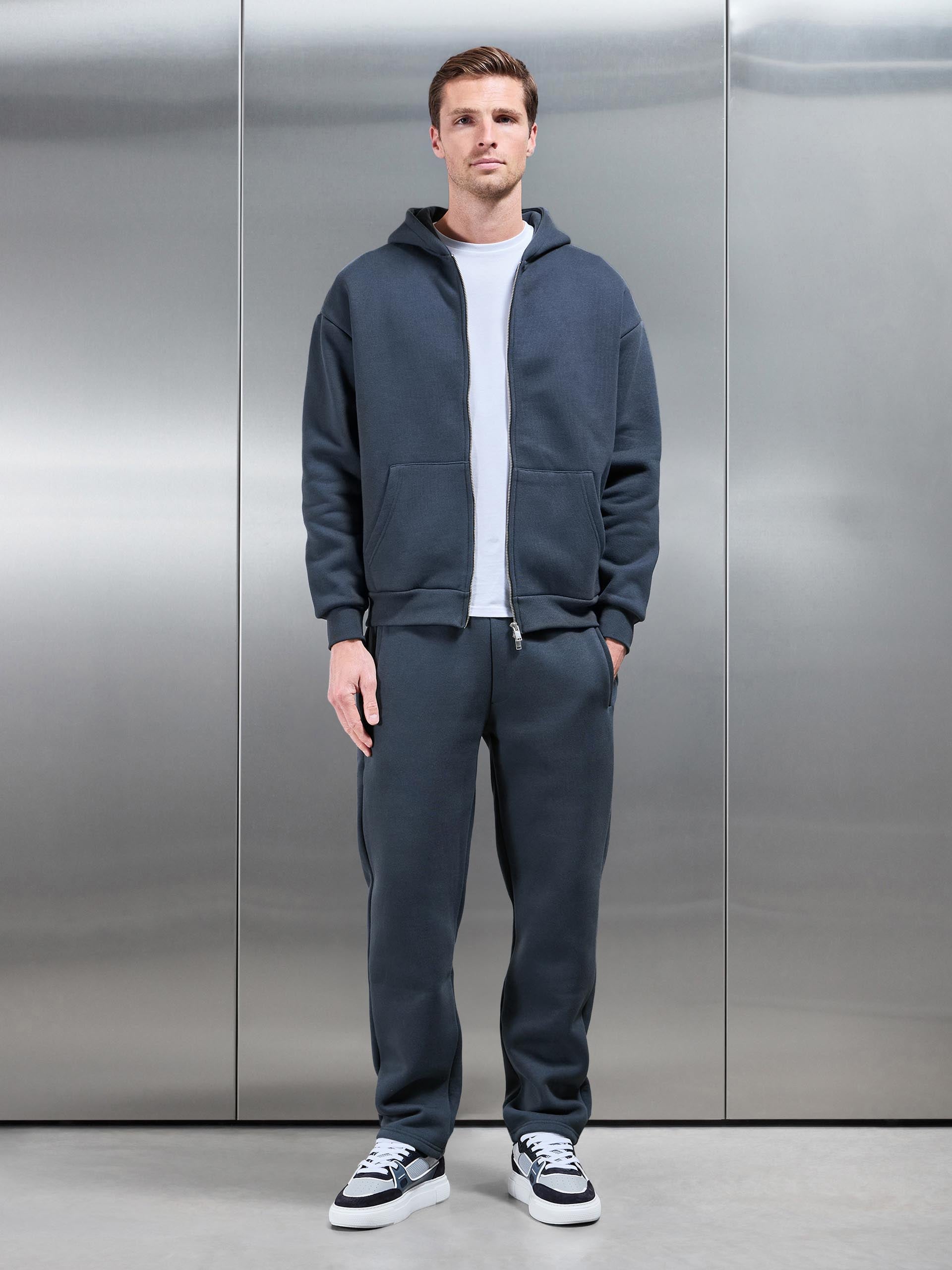 Relaxed Fit Straight Leg Jogger in Slate Blue