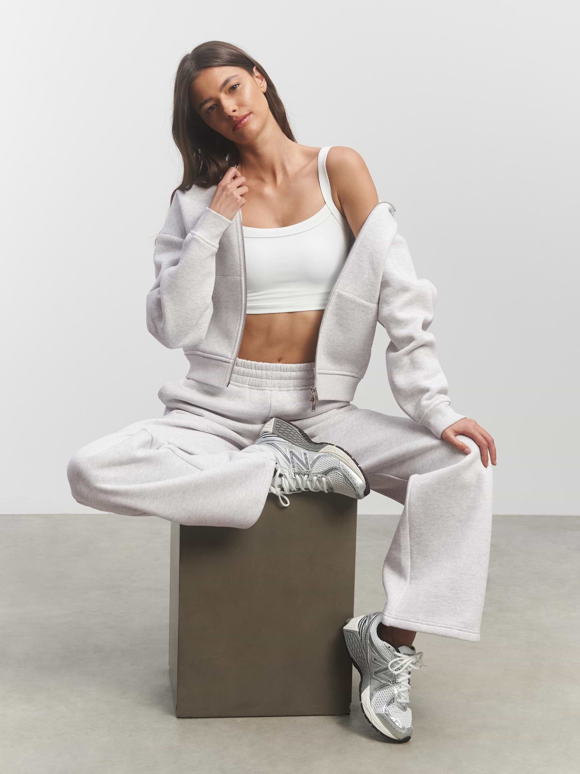 Womens Relaxed Zip Hoodie in Marl Grey