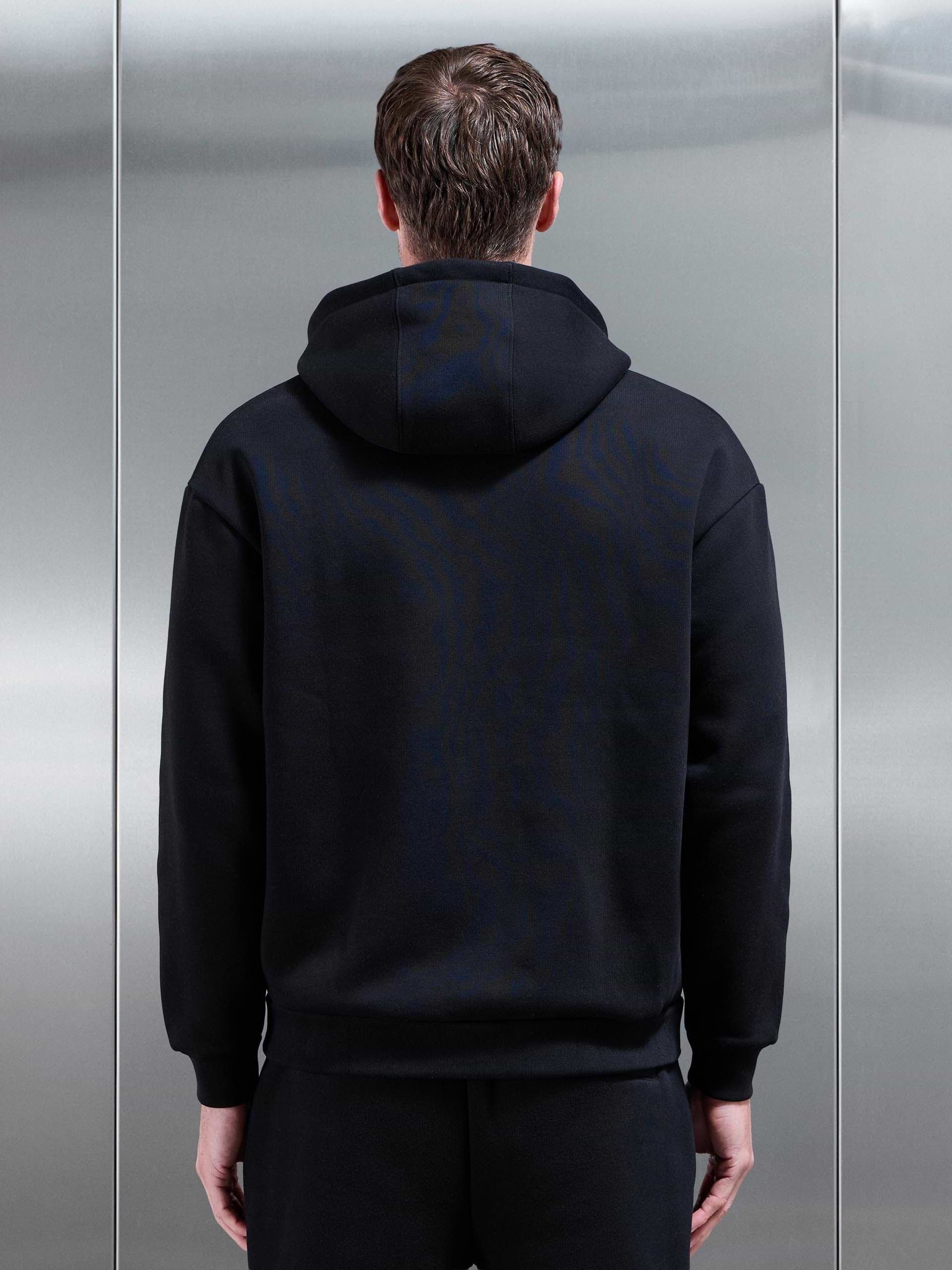 Relaxed Zip Through Hoodie in Black