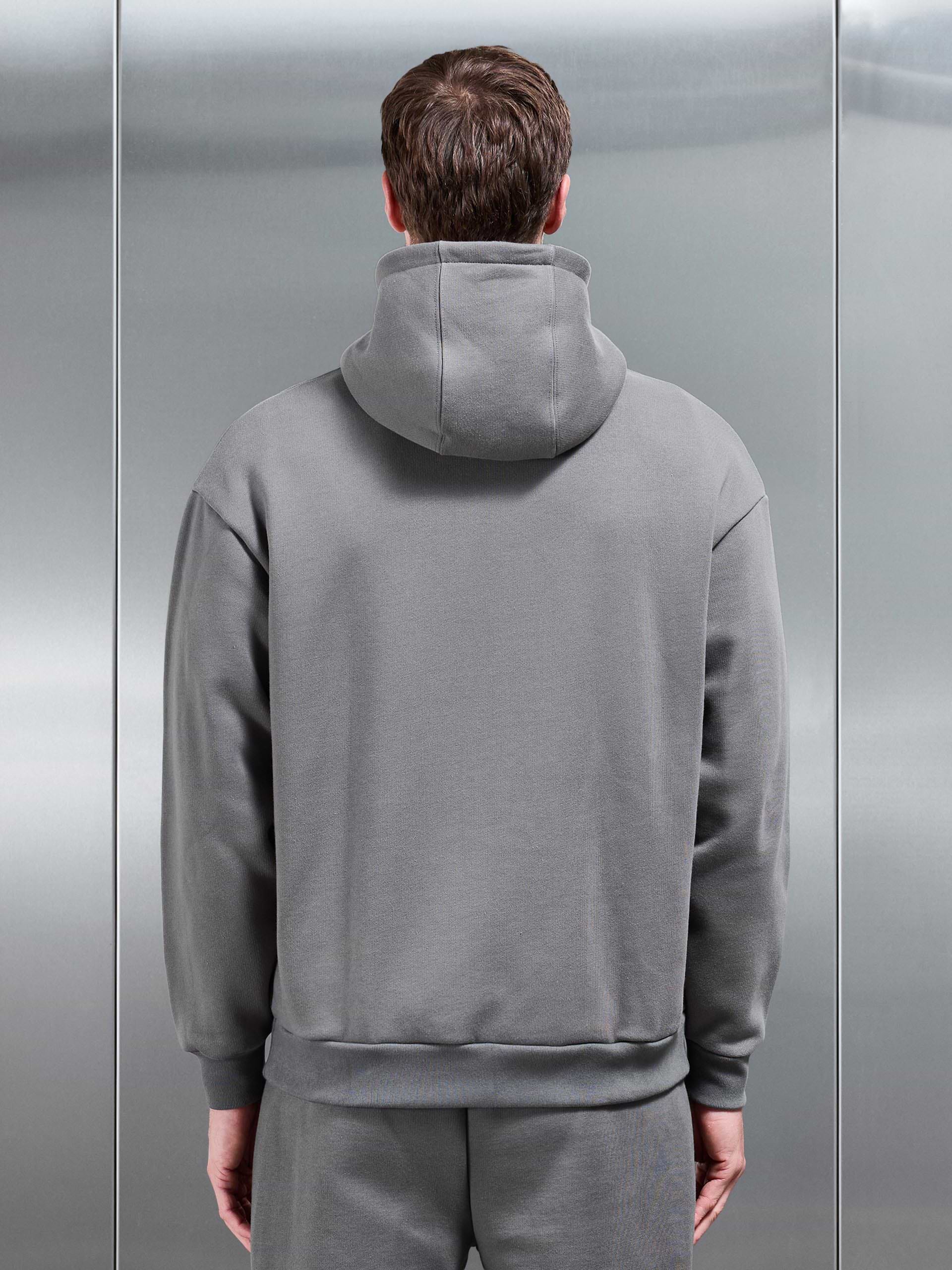 Relaxed Zip Through Hoodie in Grey