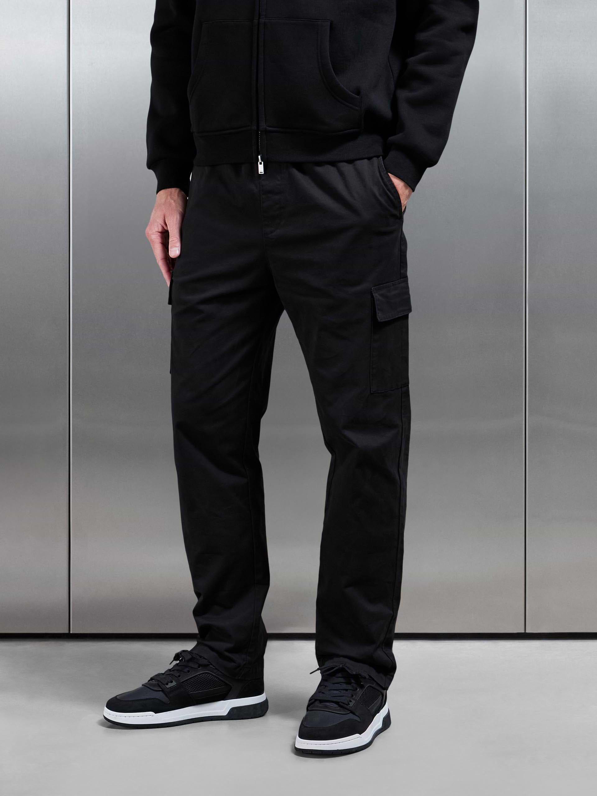 Relaxed Fit Cotton Cargo Pant In Black