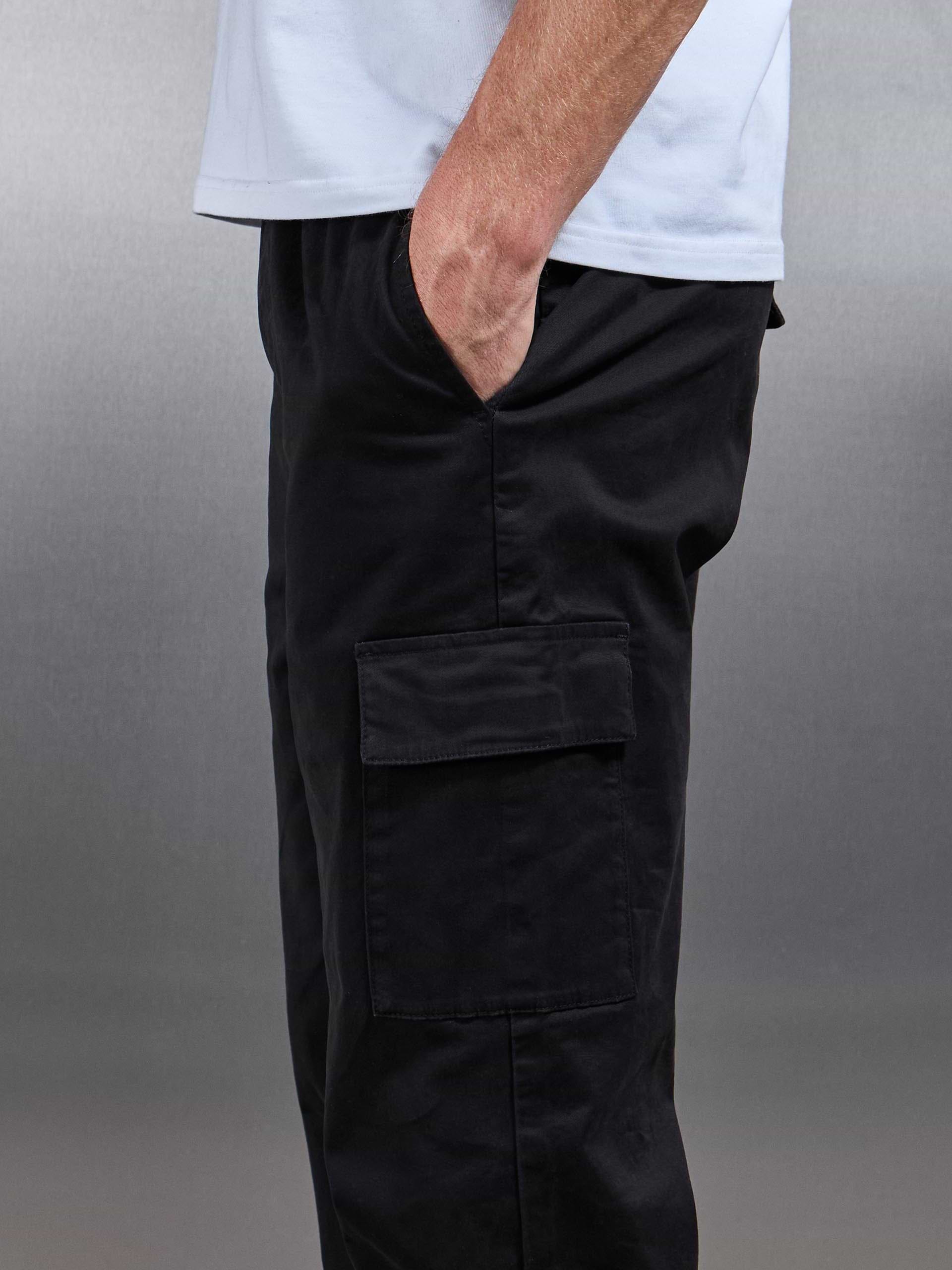 Relaxed Fit Cotton Cargo Pant In Black