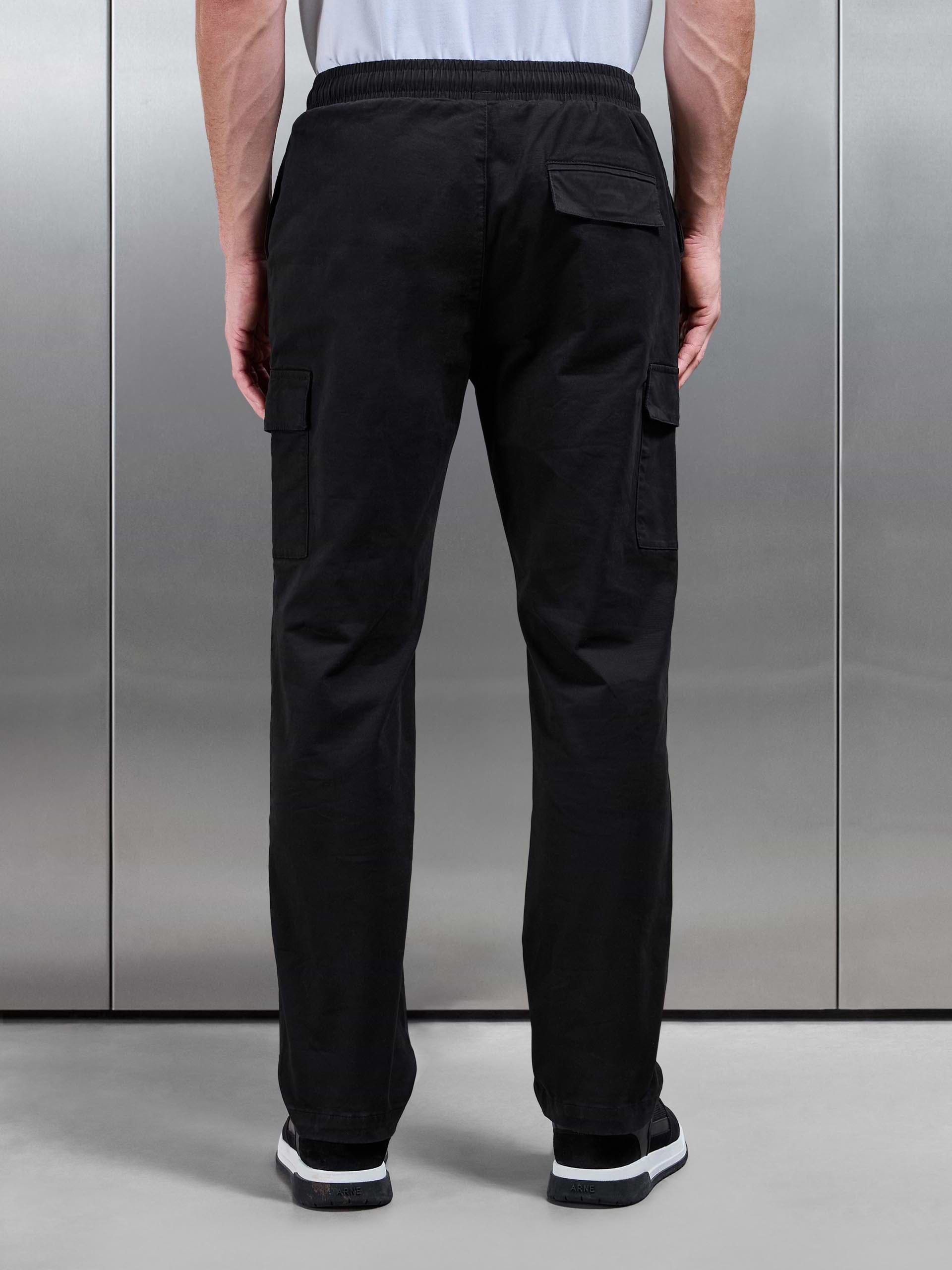Relaxed Fit Cotton Cargo Pant In Black