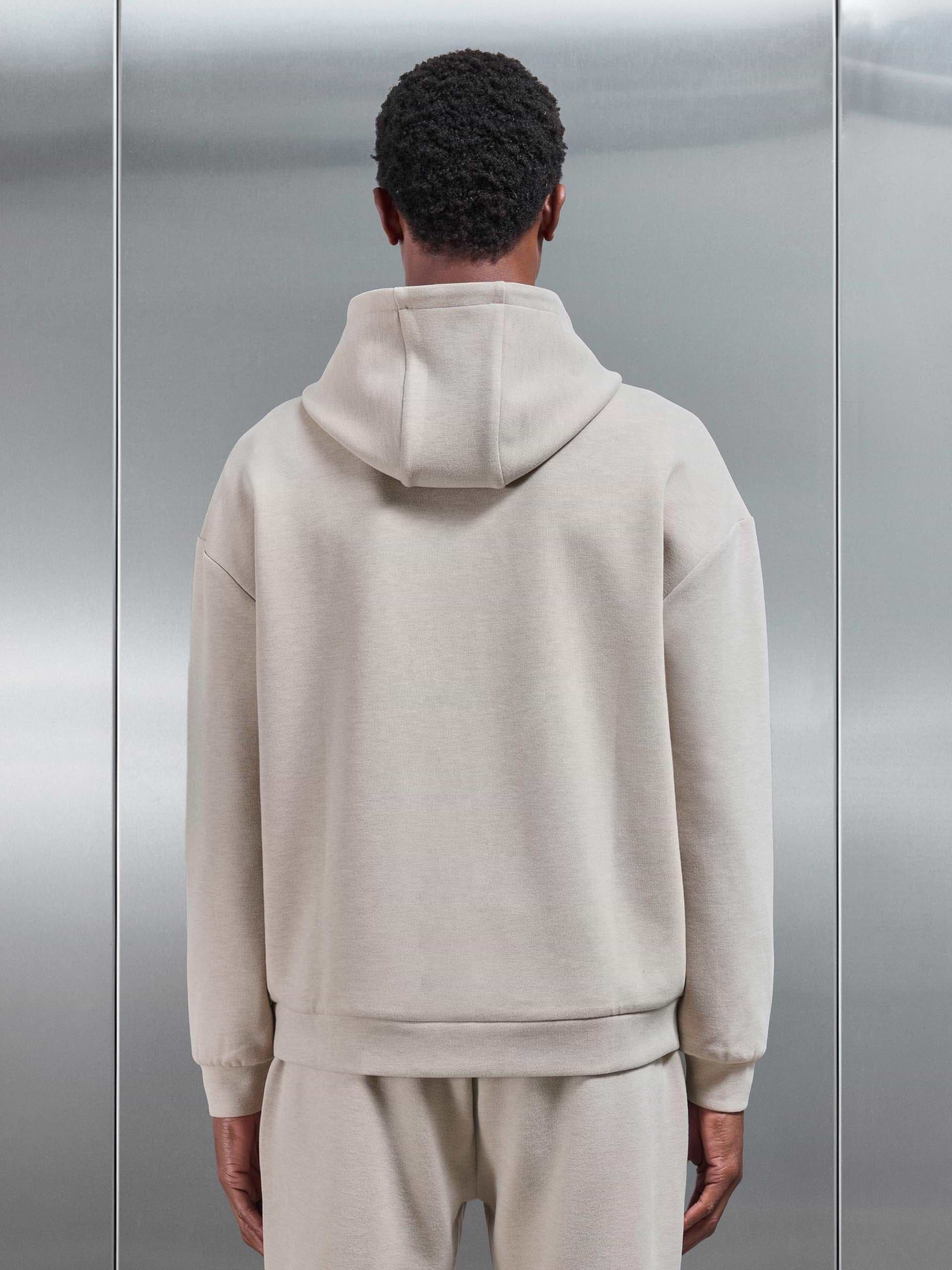 Relaxed Fit Knitted Hoodie in Beige